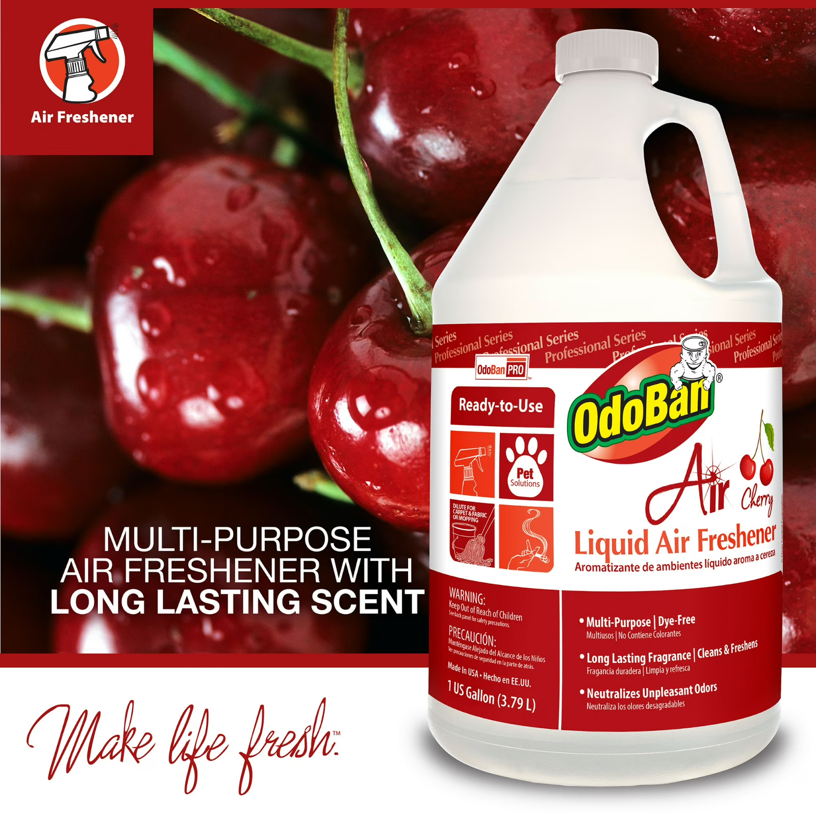 OdoBan Professional Cleaning Ready-to-Use Liquid Cherry, Spring Fresh, Lavender