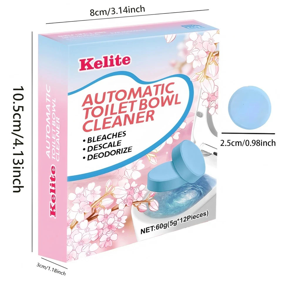 Toilet Bowl Cleaners – 12 Pack, Automatic Tank Tablets for Deodorizing & Descali