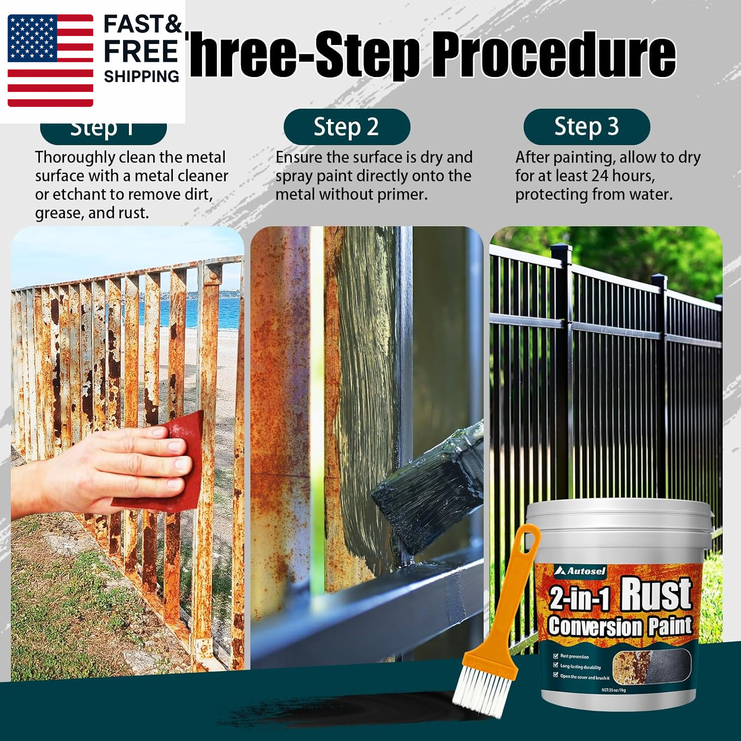 2-In-1 Rust Converter & Metal Primer, Stops Rust,Rust Inhibitor Paint for Metal,