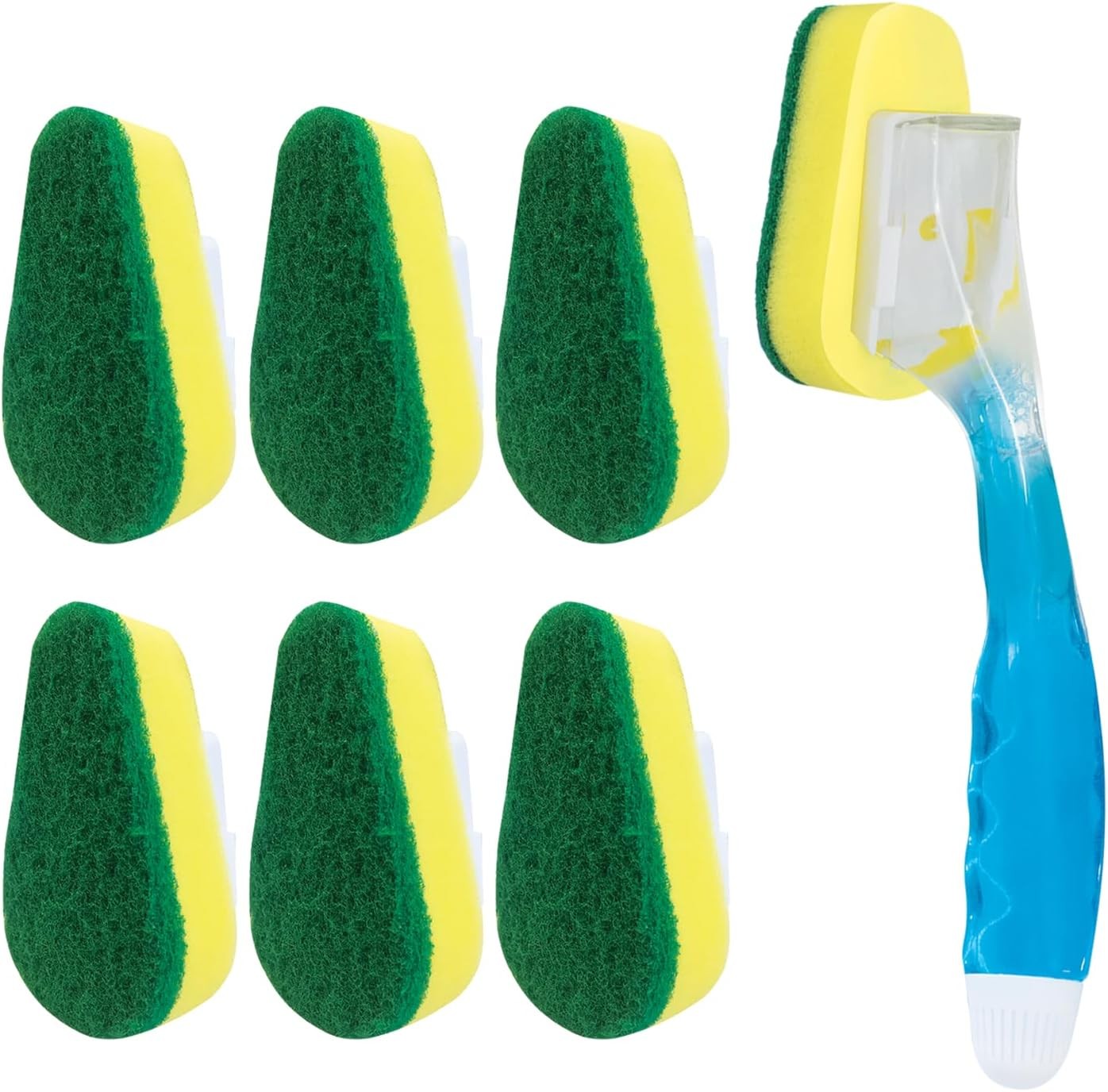 LOLA Dish Brush w/Soap Dispenser Wand, 1 Brush w/Head & 6 Refills, Absorbent Spo