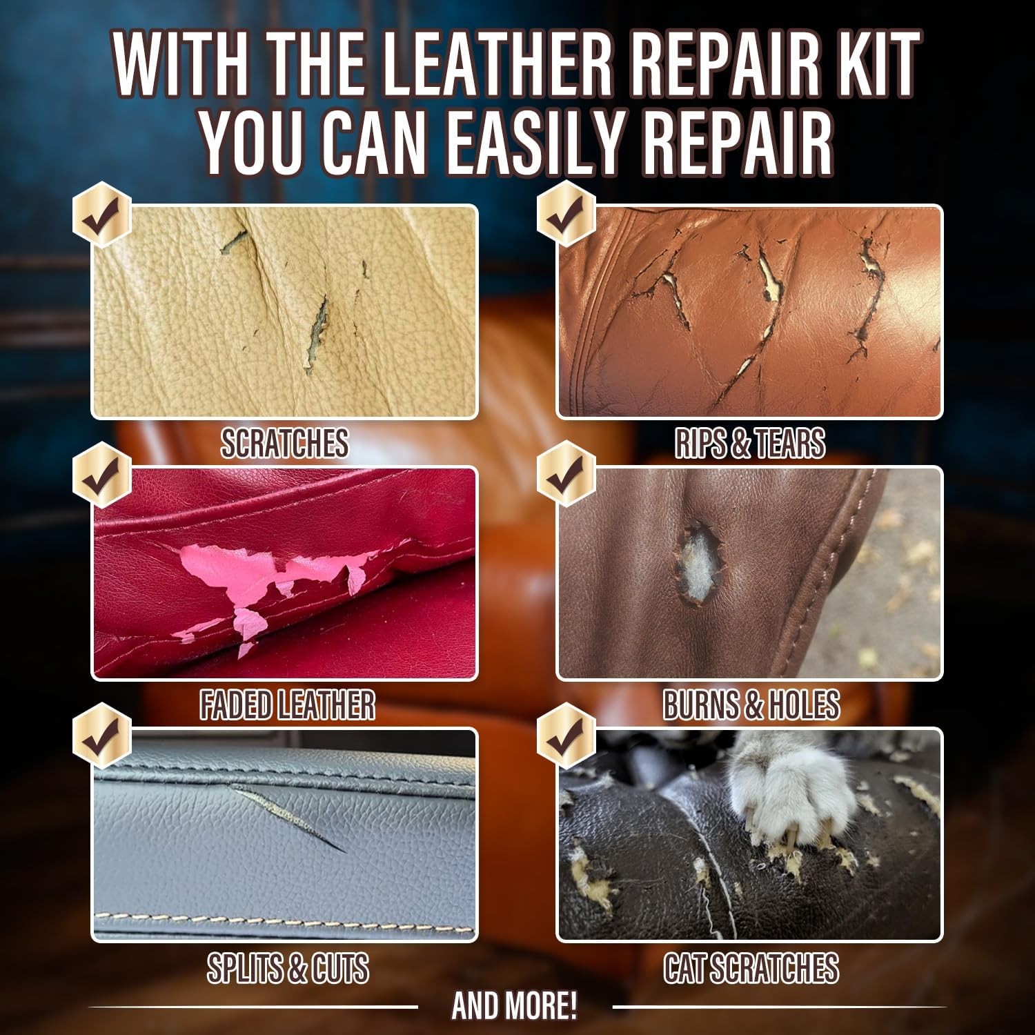 Repair Kit for Furniture, Sofa, Jacket, Car Seats and Purse. Vinyl Repair Kit. S