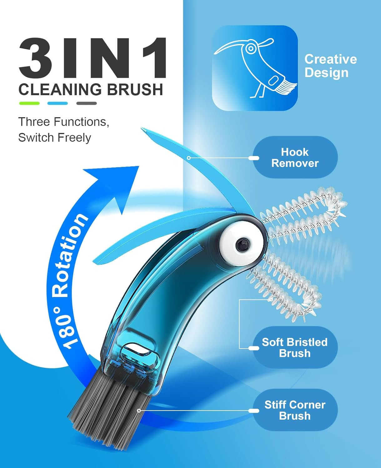 3 in 1 Cup Lid Cleaning Brush 3 PCS – Home Kitchen Multifunctional Cleaning Brus
