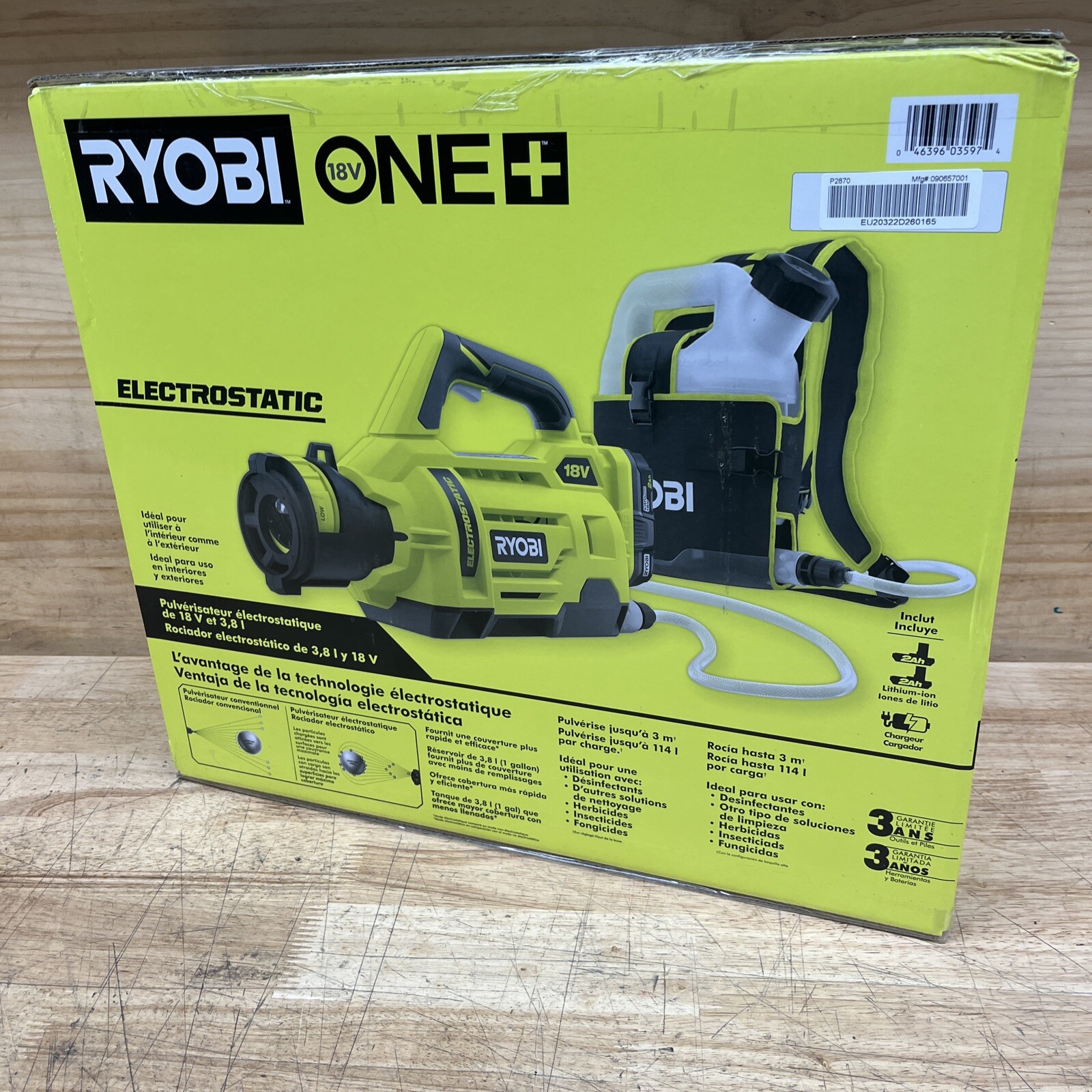 RYOBI ONE+ 18V Electrostatic 1 Gal. Sprayer Kit with 2 Batteries / Charger