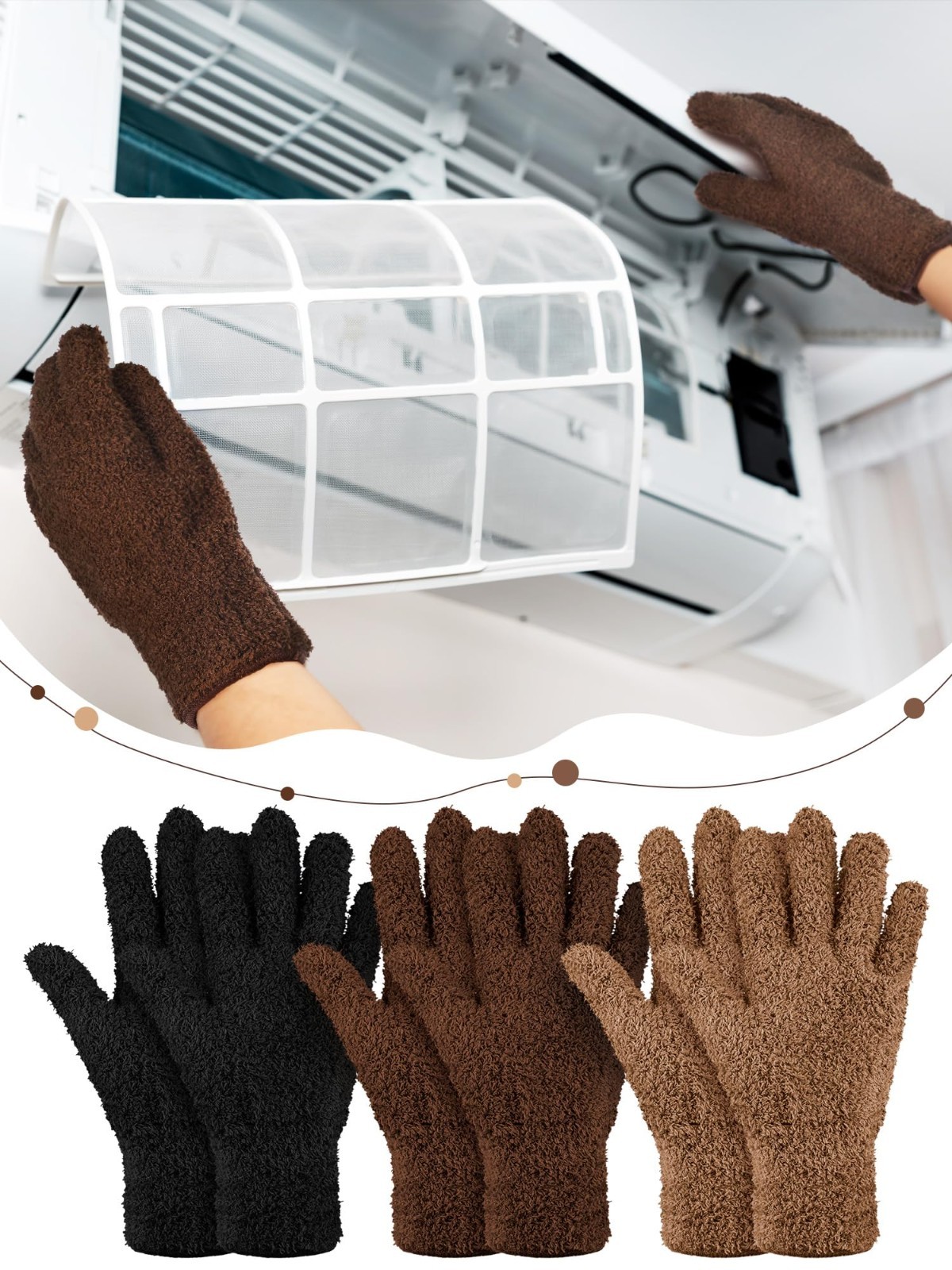 3 Pairs Microfiber Plant Cleaning Gloves Dusting Leaf Furniture Dust Cleaner