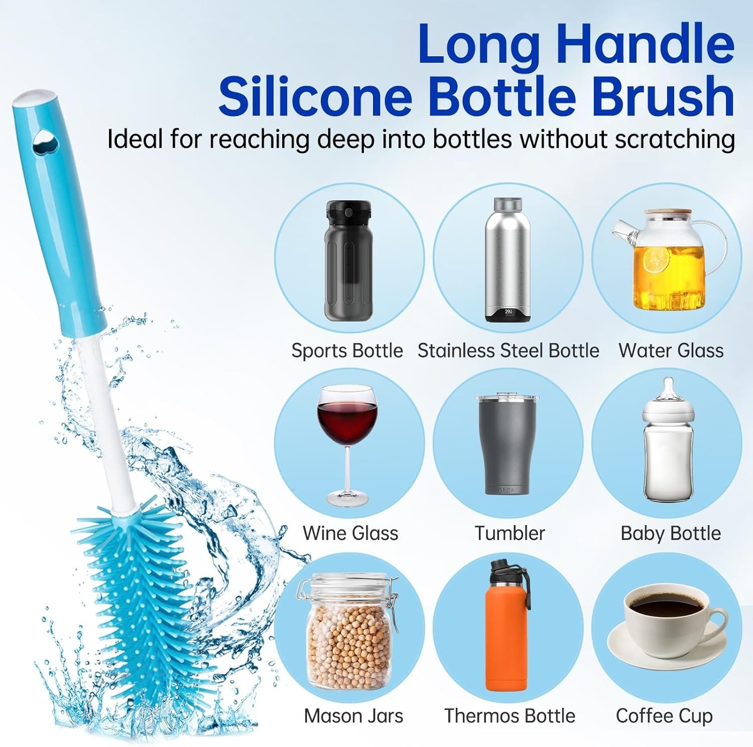 3 Pack Water Bottle Cleaner Brush Set – for Owala Cleaning Kit, Long Handle S…