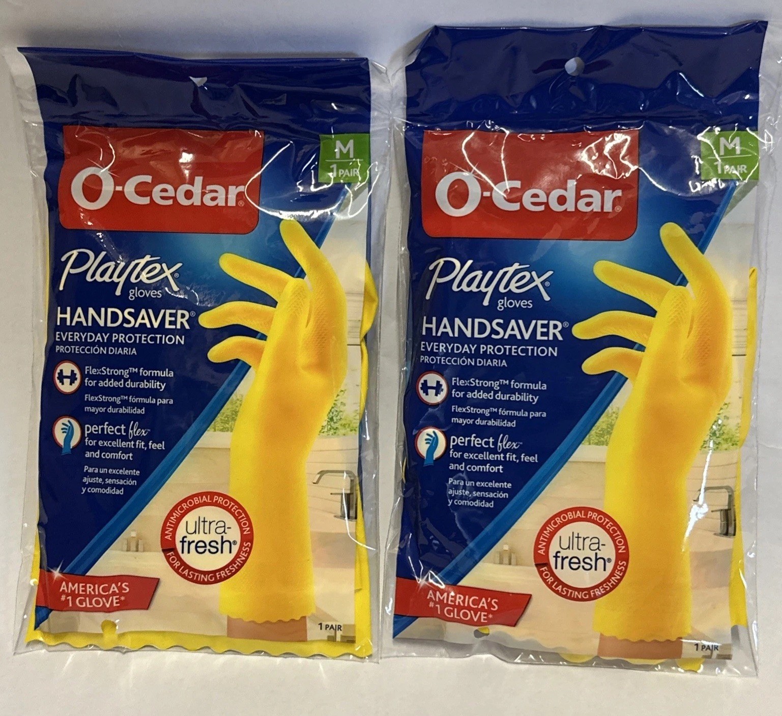 Playtex O-Cedar Living Gloves Drip-Catch Cuff Medium Reusable Gloves 2 Pair