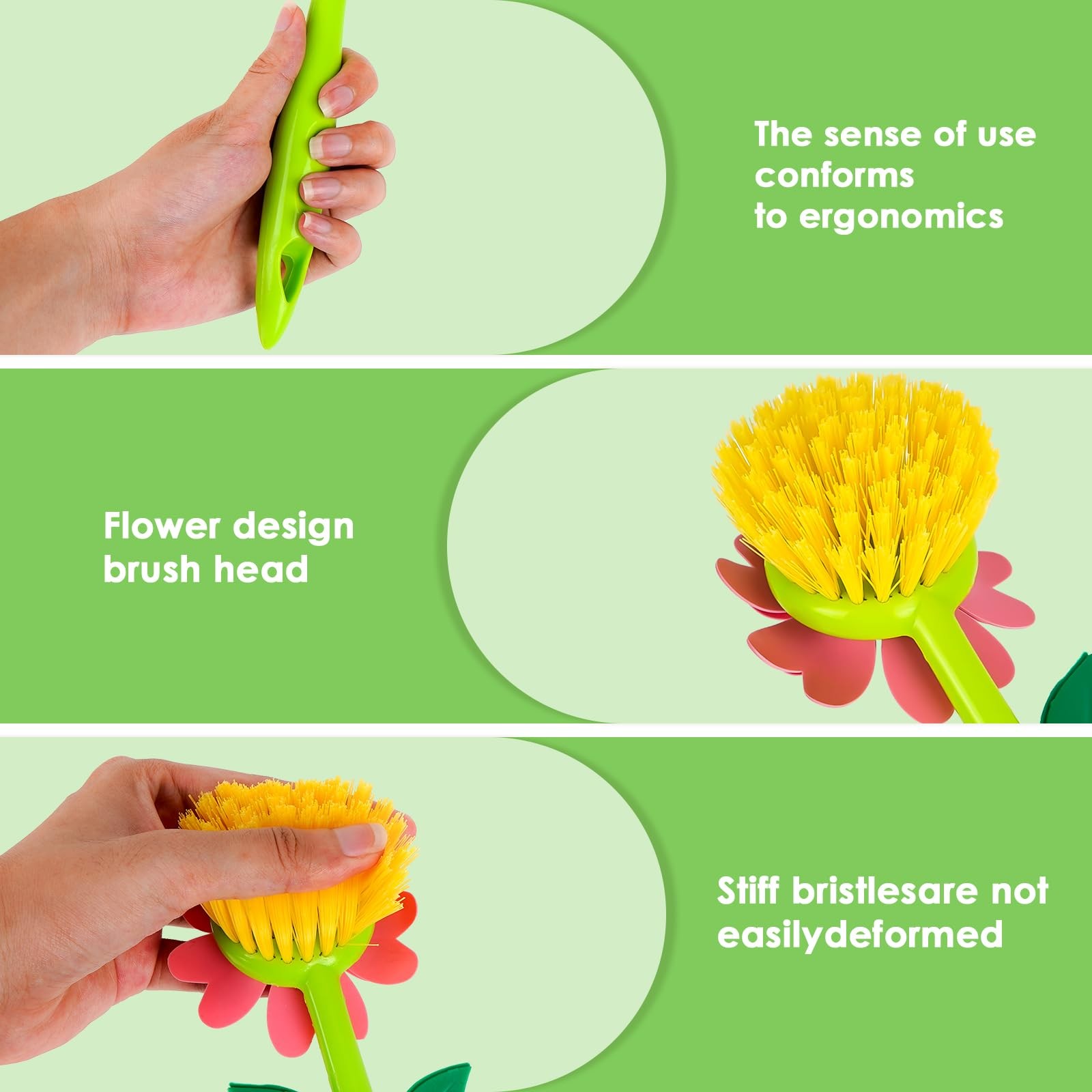 Long Handle Vegetable and Fruit Brush, Florganic Dish Brush with Vase, Long H…