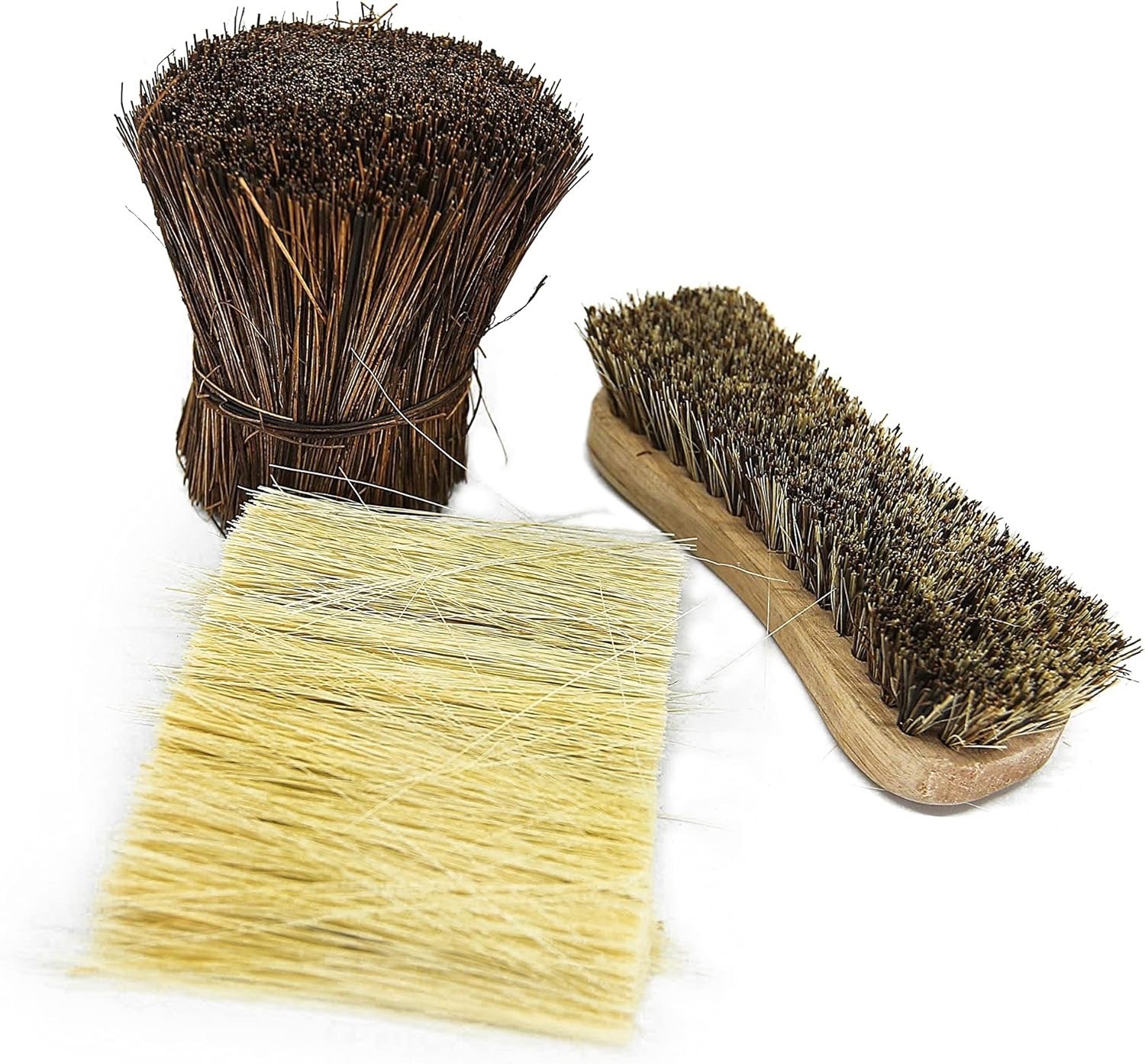 NIB NATUROLIC ALL-NATURAL WOODEN SCRUB BRUSH SET PALMYRA BRISTLE BRUSH, 2 CT.