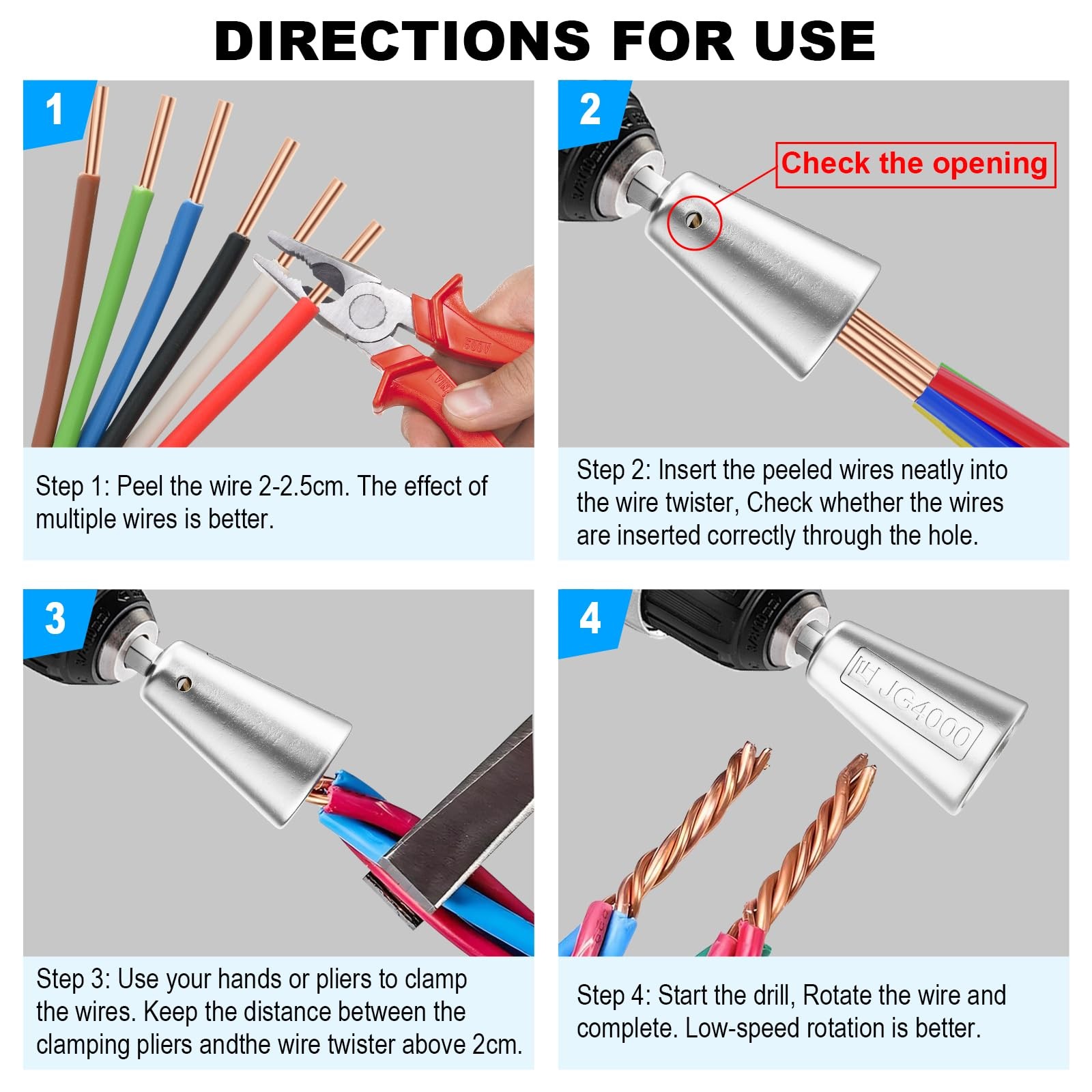 Drill Wire Twister & Stripper Tool, 6MM Hex Shank, Electrical Cable Connector