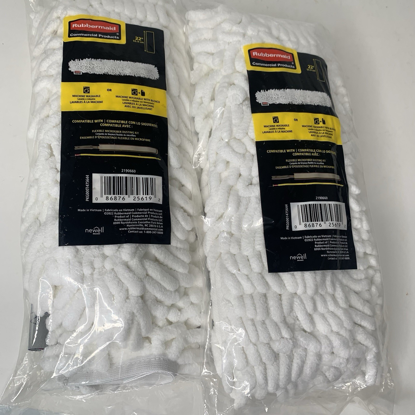 2 RUBBERMAID Commercial Flexible Microfiber Dusting Wand Sleeve Refill 2190660