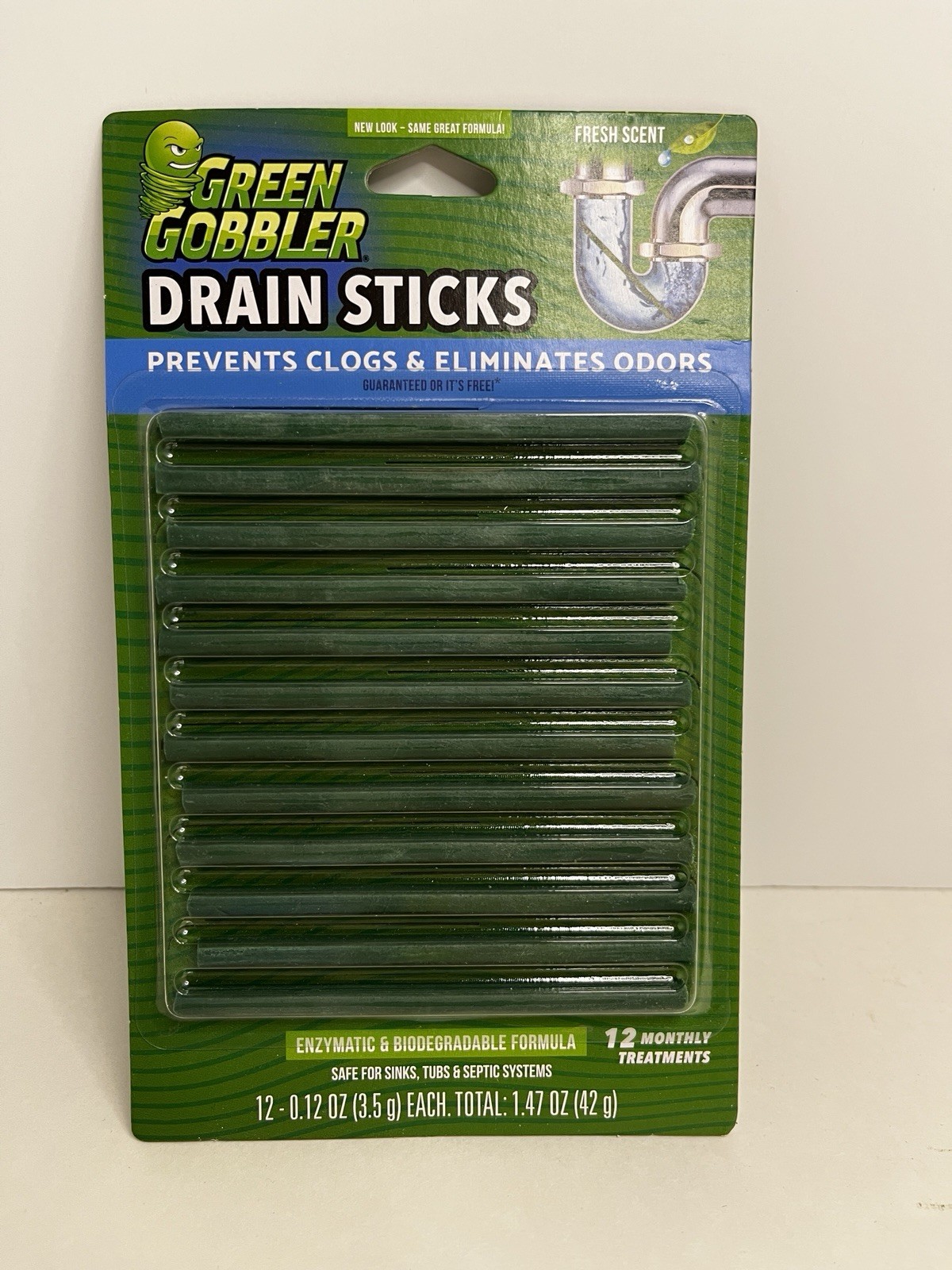 LOT OF 3 Green Gobbler BIO-FLOW Drain Strips Drain Cleaner & Deodorizer
