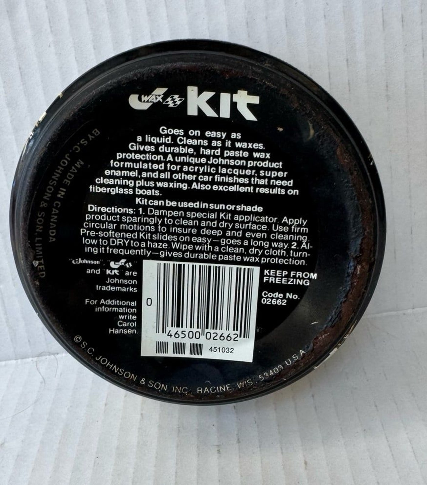 SC Johnson JWax Paste Wax Car Wax Shine 12oz Can Discontinued New Old Stock