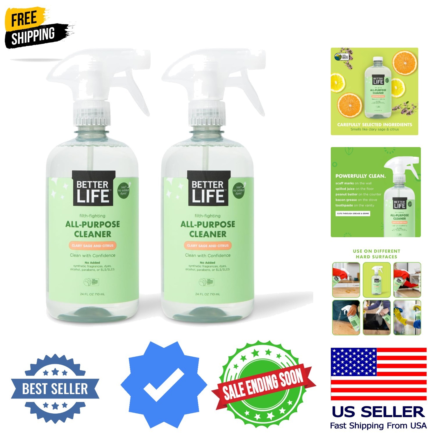 All Purpose Cleaner – Multipurpose Home and Kitchen Cleaning Spray for Glass,…