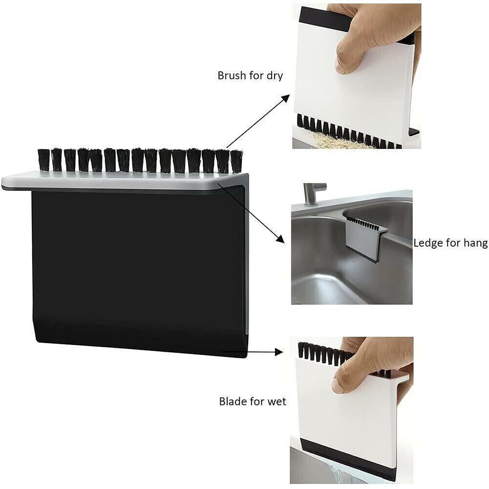 3 Pack Multipurpose Kitchen Sink Squeegee Cleaner and Countertop Brush Wiper