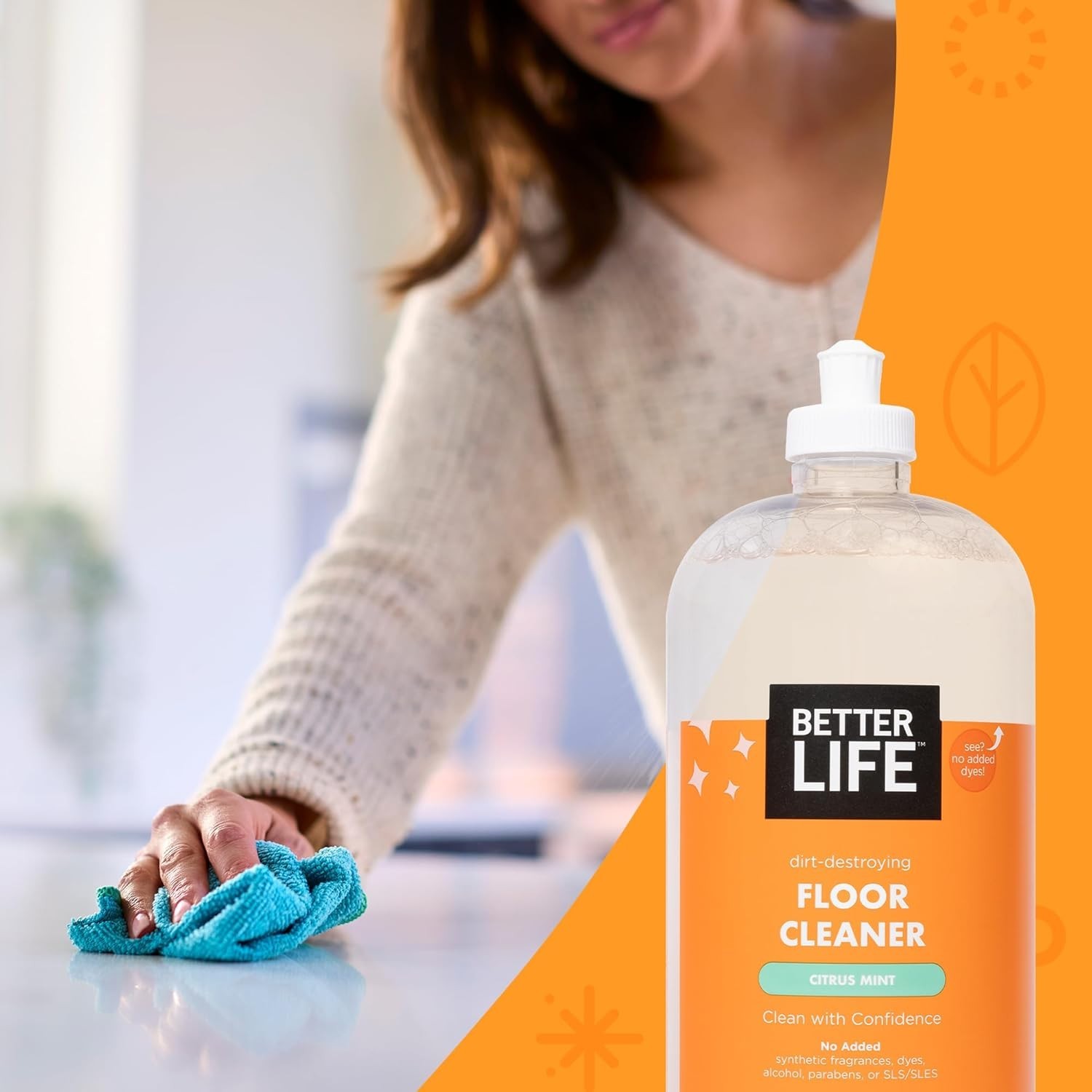 Citrus Mint Floor Cleaner – Plant-Based 32 Fl Oz Pack of 2 for Multiple Surfaces