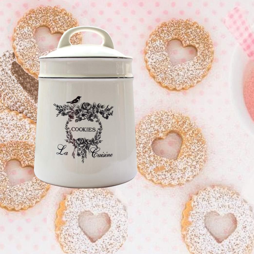 Vintage Ceramic Cookie Jar, Retro Design, Food Storage Sealing Jar, Beige