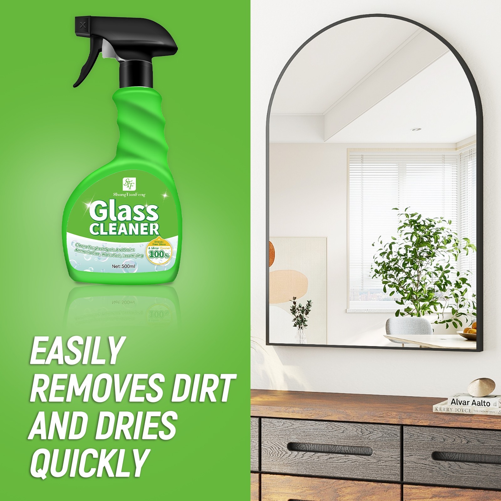 Glass and Window Cleaner Spray Bottle,Surface Cleaning Spray,33.8Fl Oz(Pack of 2