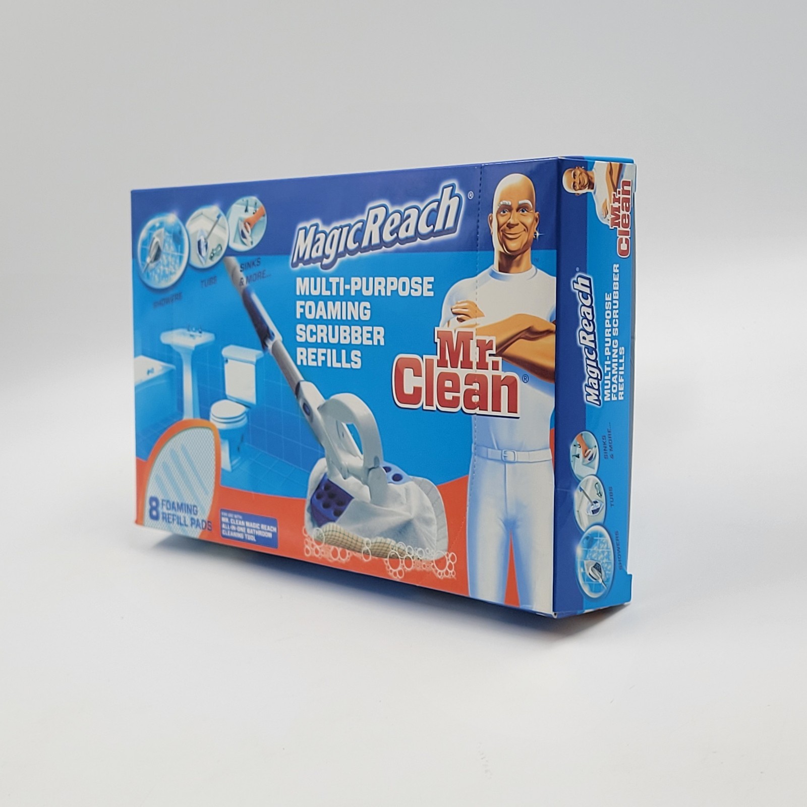 Mr. Clean Magic Reach Multi-Purpose Foaming Scrubber 8 Pack Refill, NEW