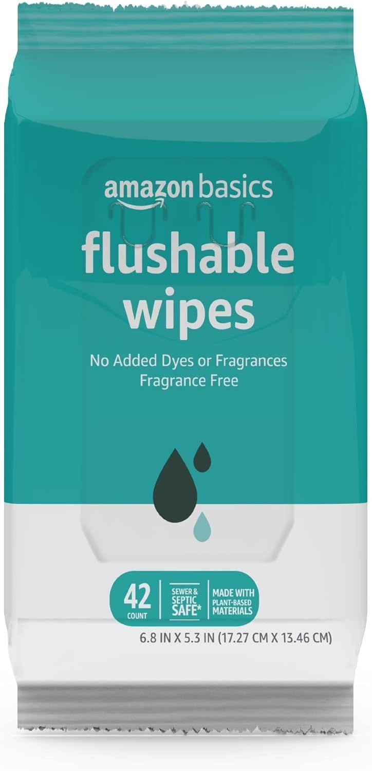 3 Packs of 42 Biodegradable Flushable Wipes for Sensitive Skin – Fragrance-Free