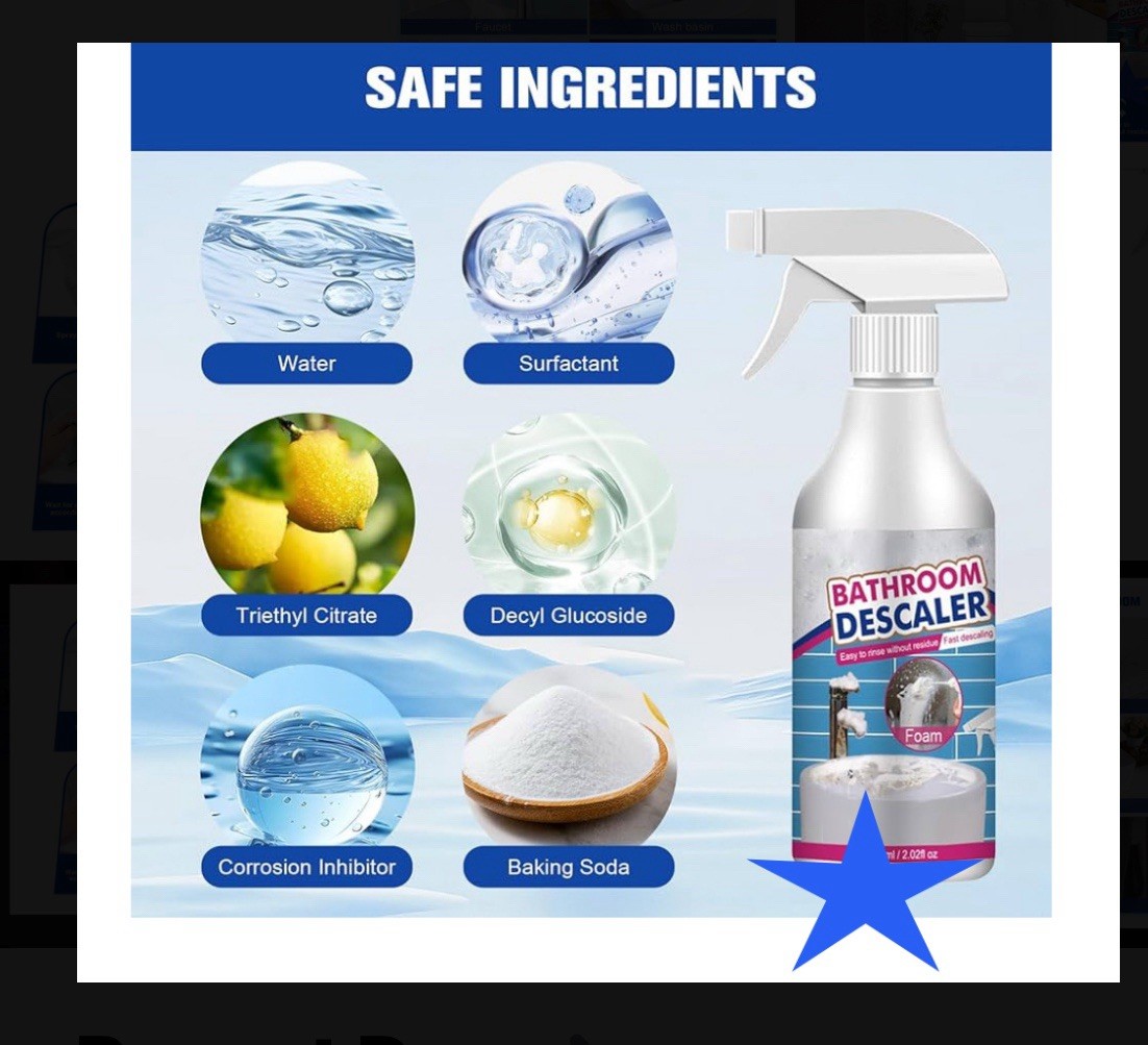 4 Pack Bathroom Fast Descaler Stubborn Stains Cleaner Spray No Residue 60ml Each