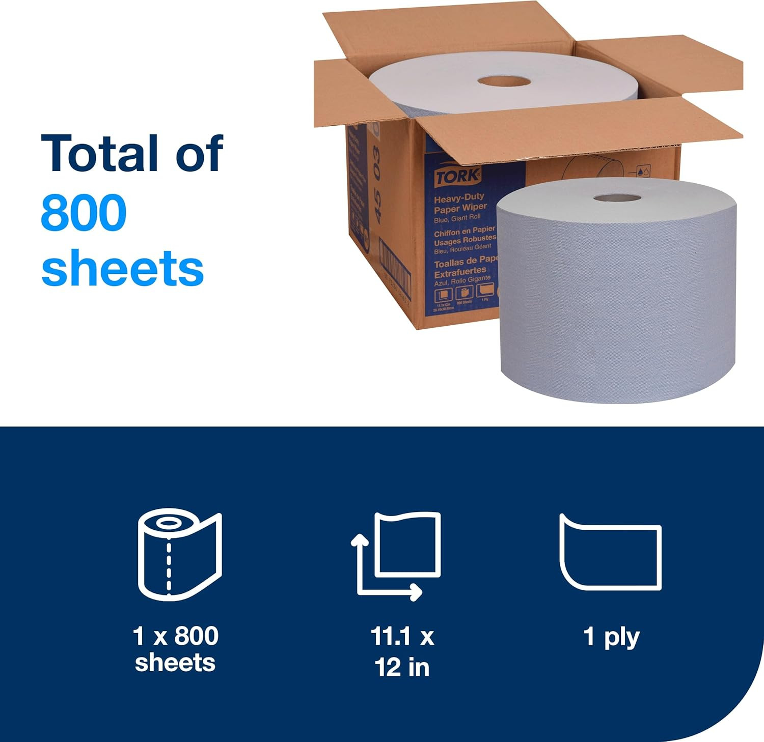 Heavy-Duty Industrial Paper Wiper Blue W1, Giant Roll, 450304
