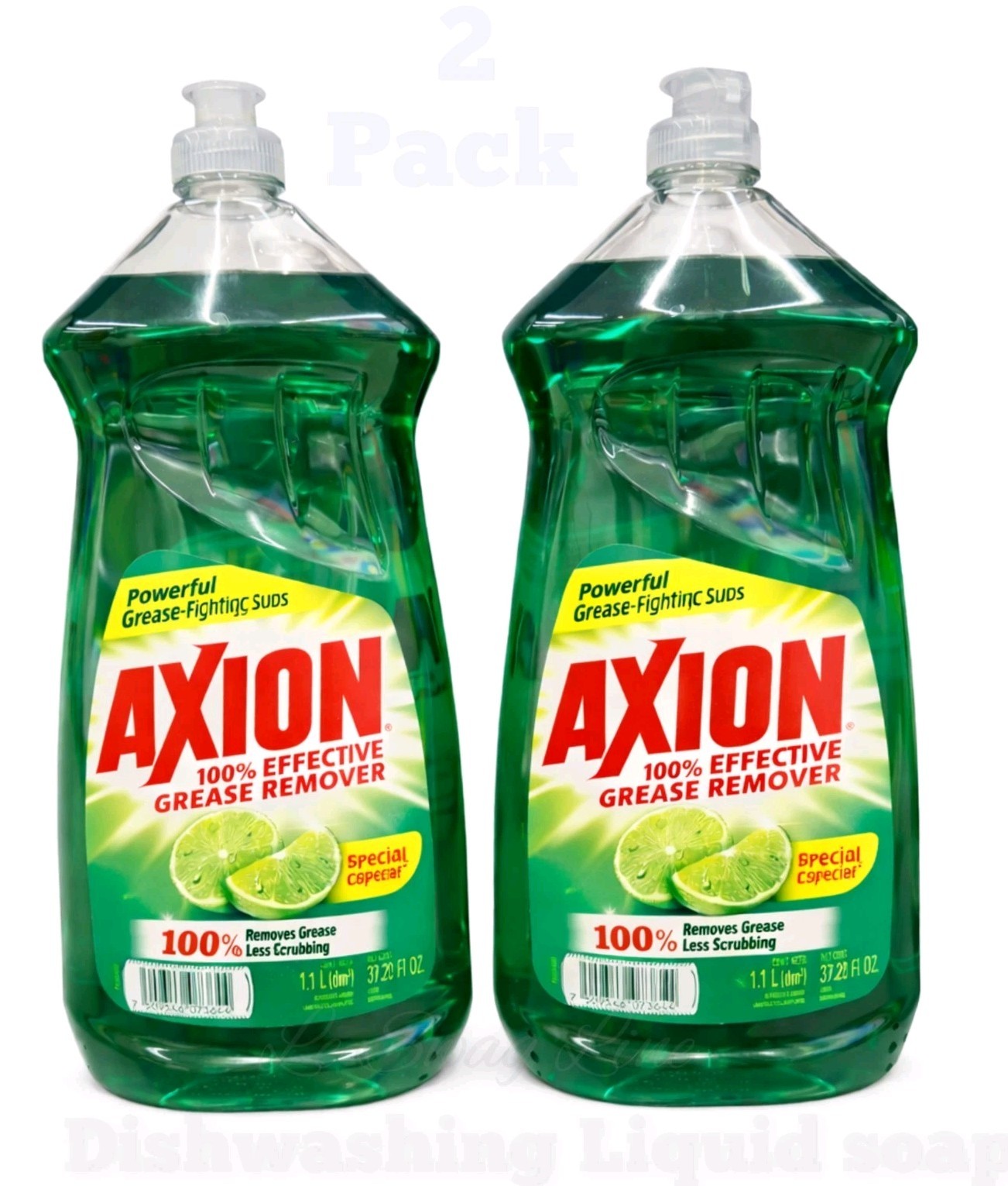 Axion Lemon Dish Soap 1.1L 2 Pack Grease Cutting / Axion Limón Jumbo Size