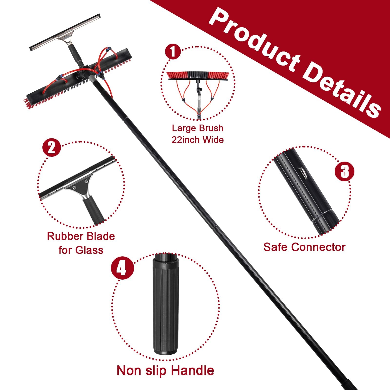 26ft Long Reach Solar Panel Cleaning Kit – Aluminum Extendable Water Fed Pole…