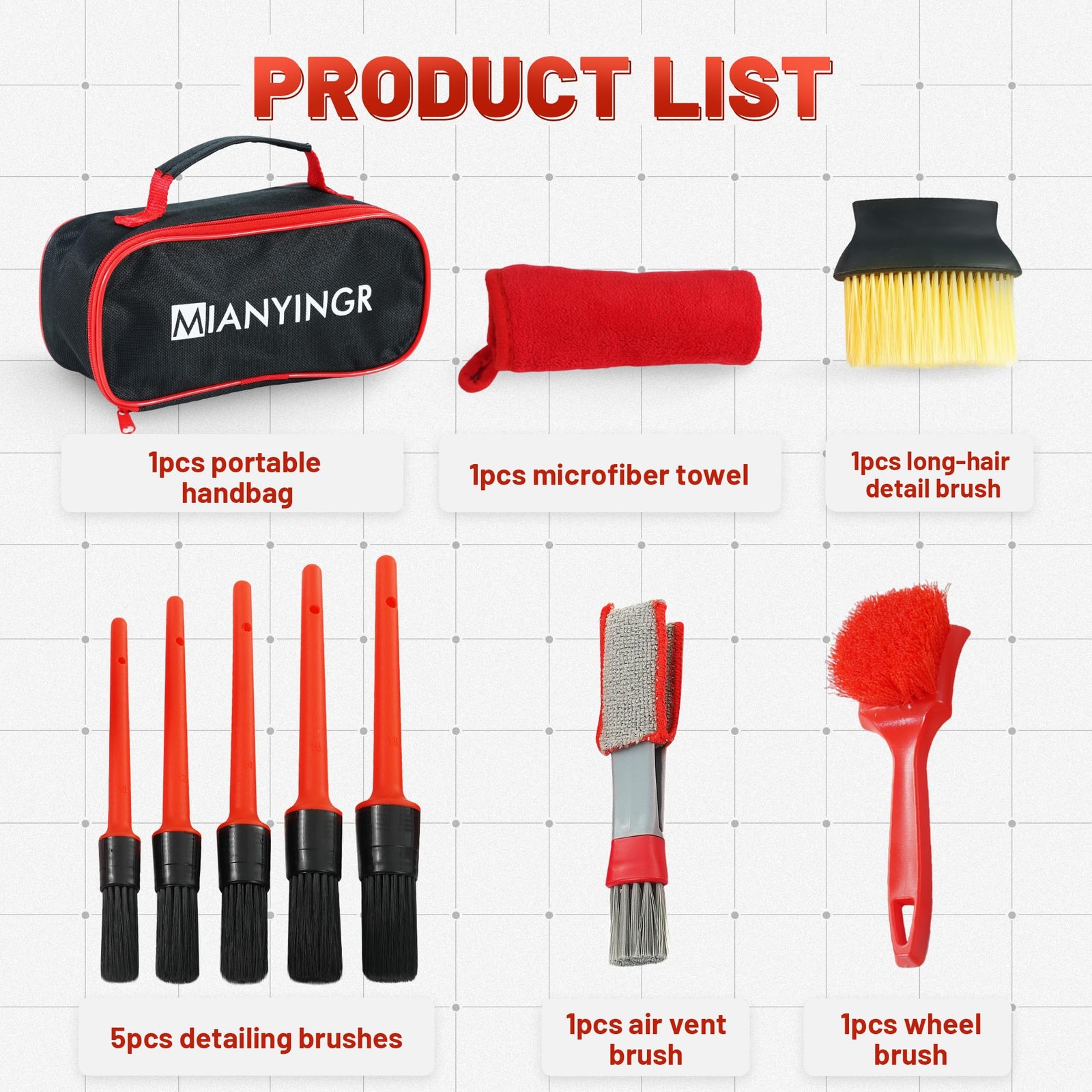 10Pcs Interior Detailing Brush Set, Car Vent & Dashboard Cleaner Kit with Mic…