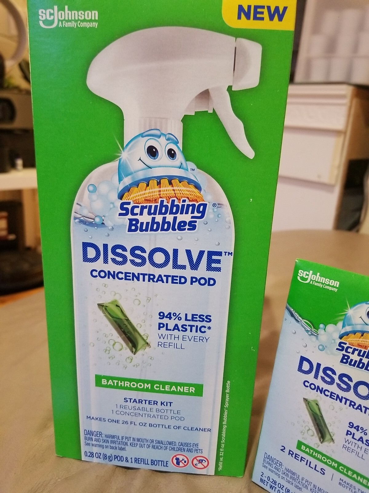 New SCRUBBING BUBBLES DISSOLVE CONCENTRATED POD Bottle & BATHROOM REFILLS 1 BOX