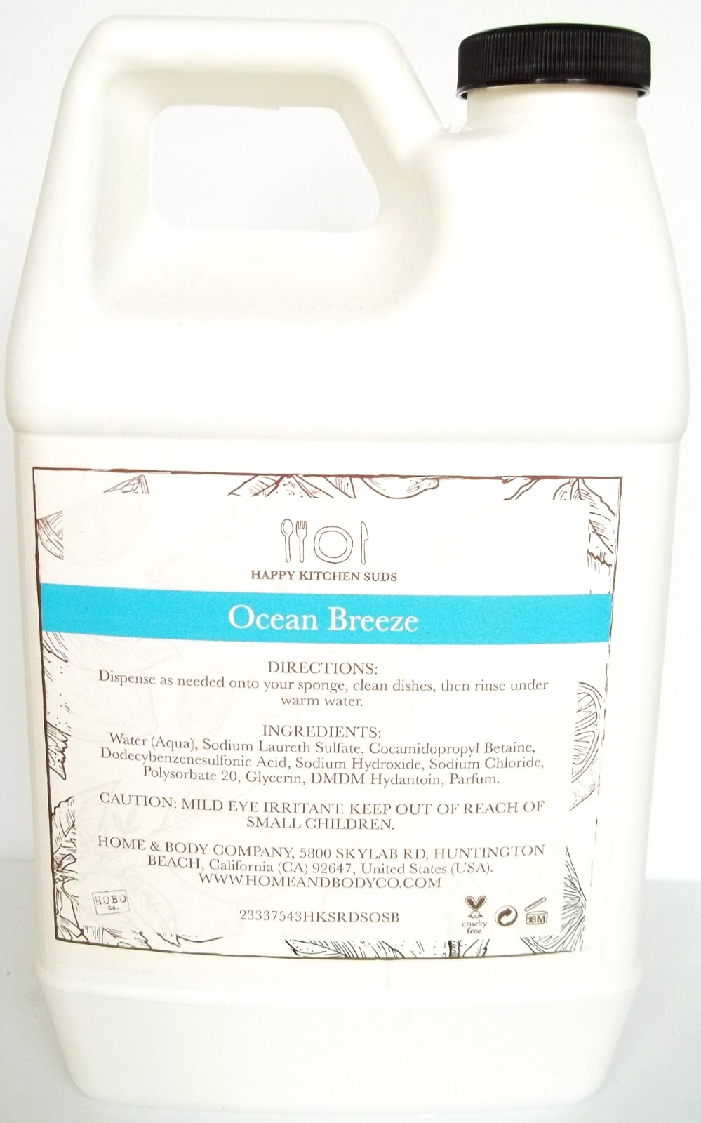HOME & BODY CO Dish Soap Refills OCEAN BREEZE 64 fl. oz/1893 mL, NEW X 2