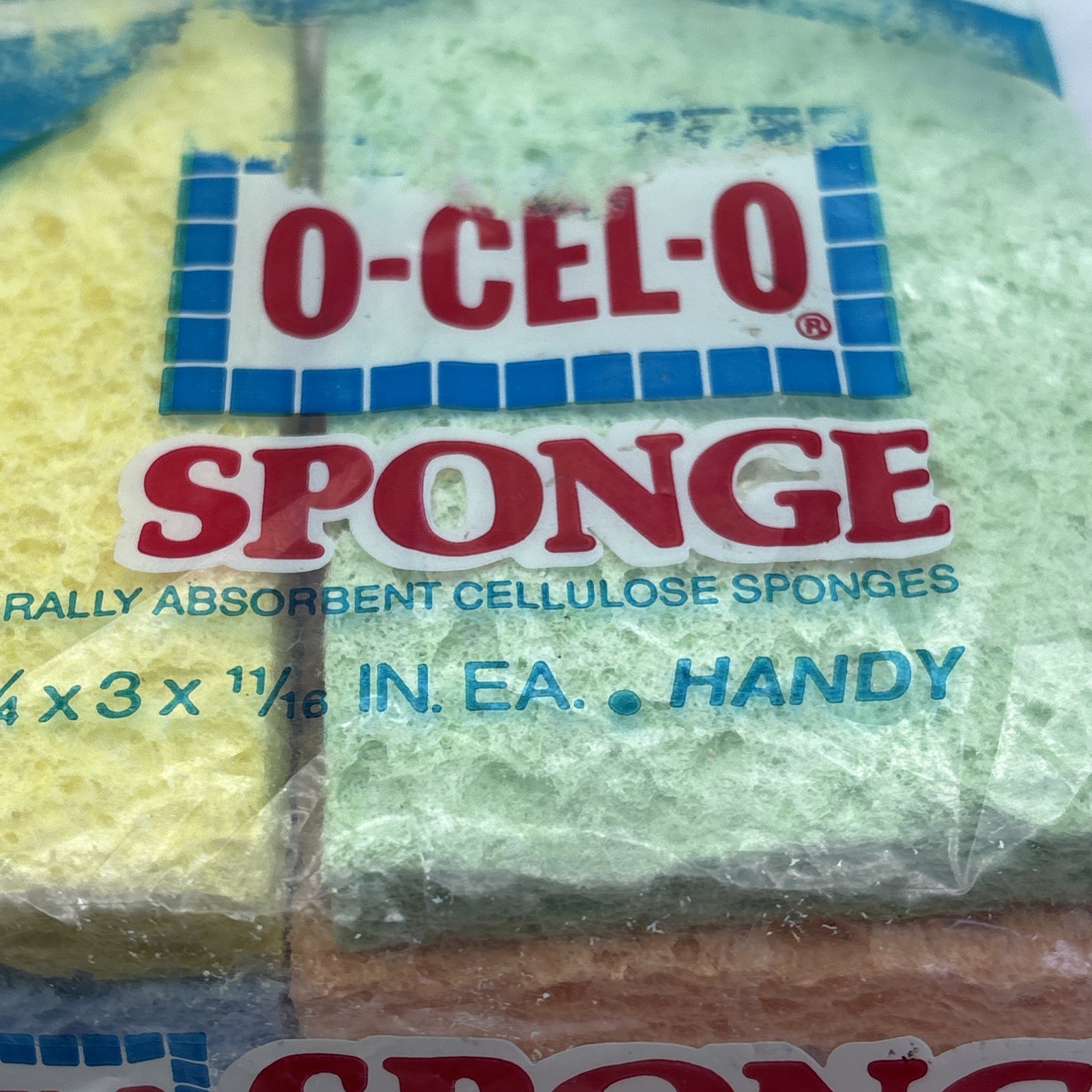 Vtg ‘90 O-CEL-O Handy Sponges 3M USA (4) 4.7×3.0x0.6 Cellulose NOS Betty Crocker