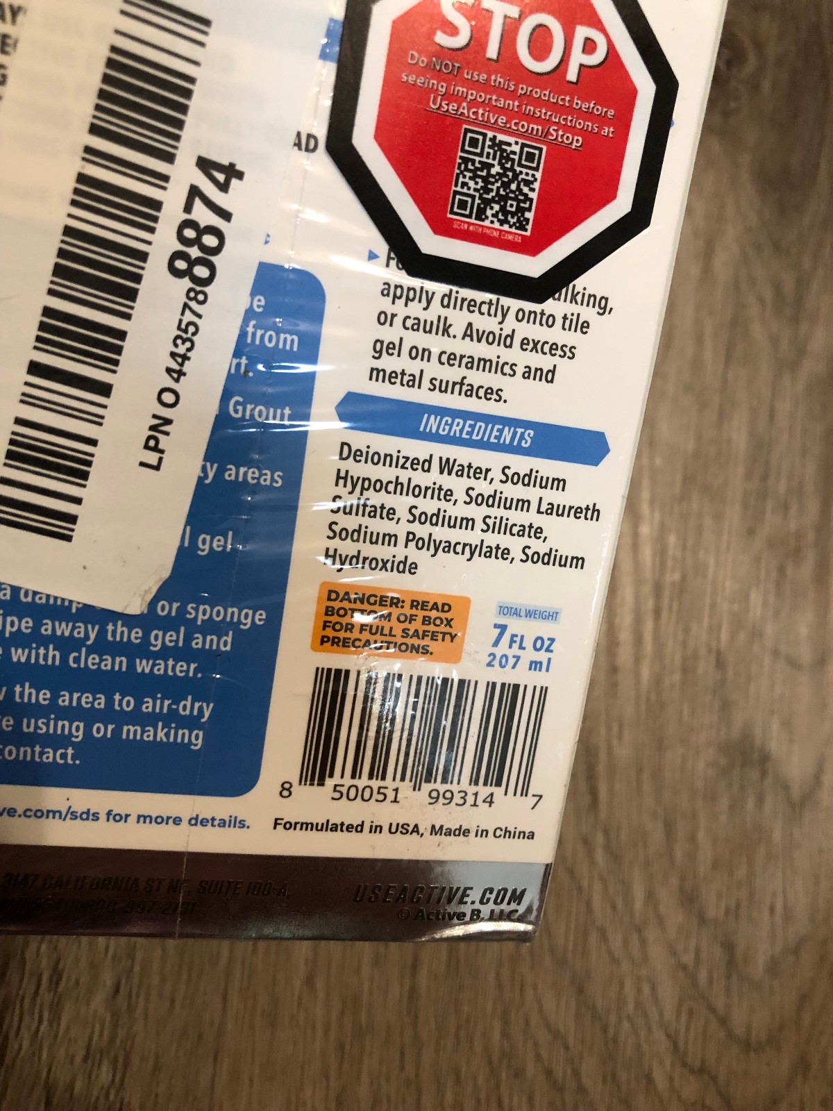 Active Mold Stain Remover Seal Grout Deep Clean 7oz