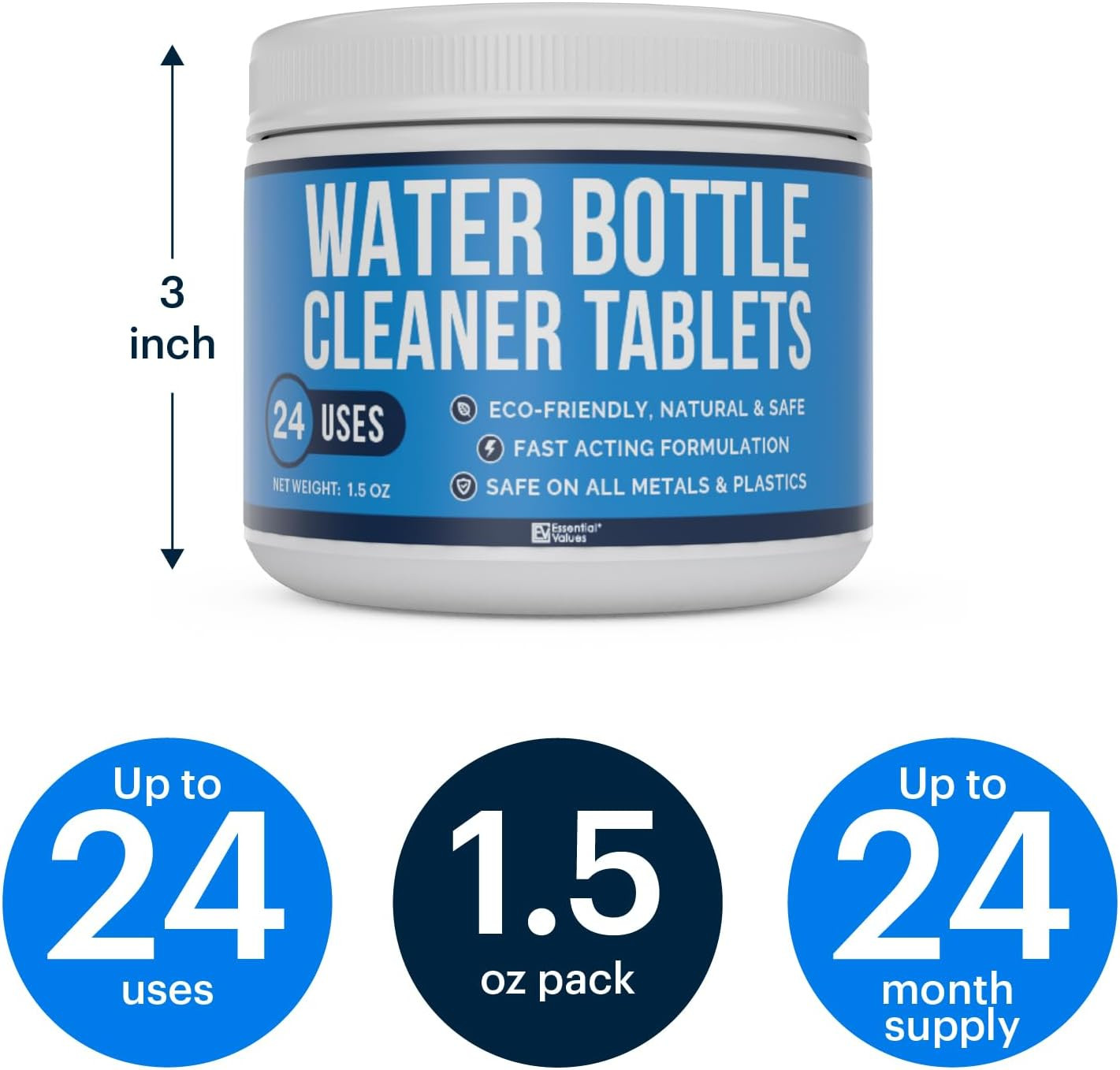 Essential Values Water Bottle Cleaner – Water Bottle Cleaning Tablets & Reservoi