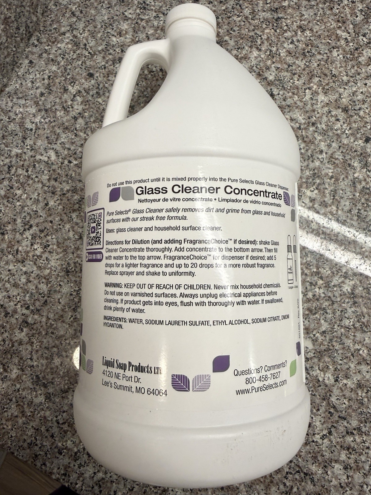 Pure Selects Platinum Glass Cleaner Concentrate 1 Gallon Streak Free NEW