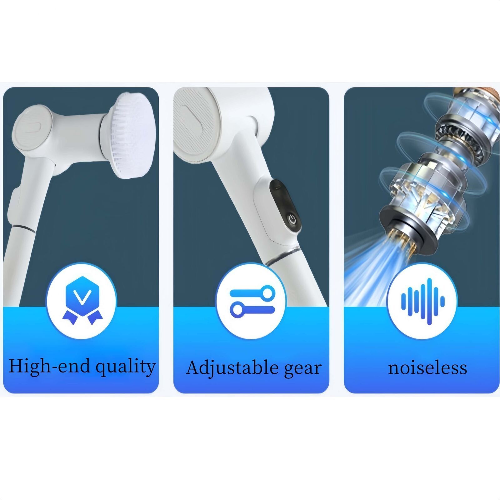 Electric Spin Scrubber for Cleaning with 1500mAh Batteries 8 Brushes/Brush head