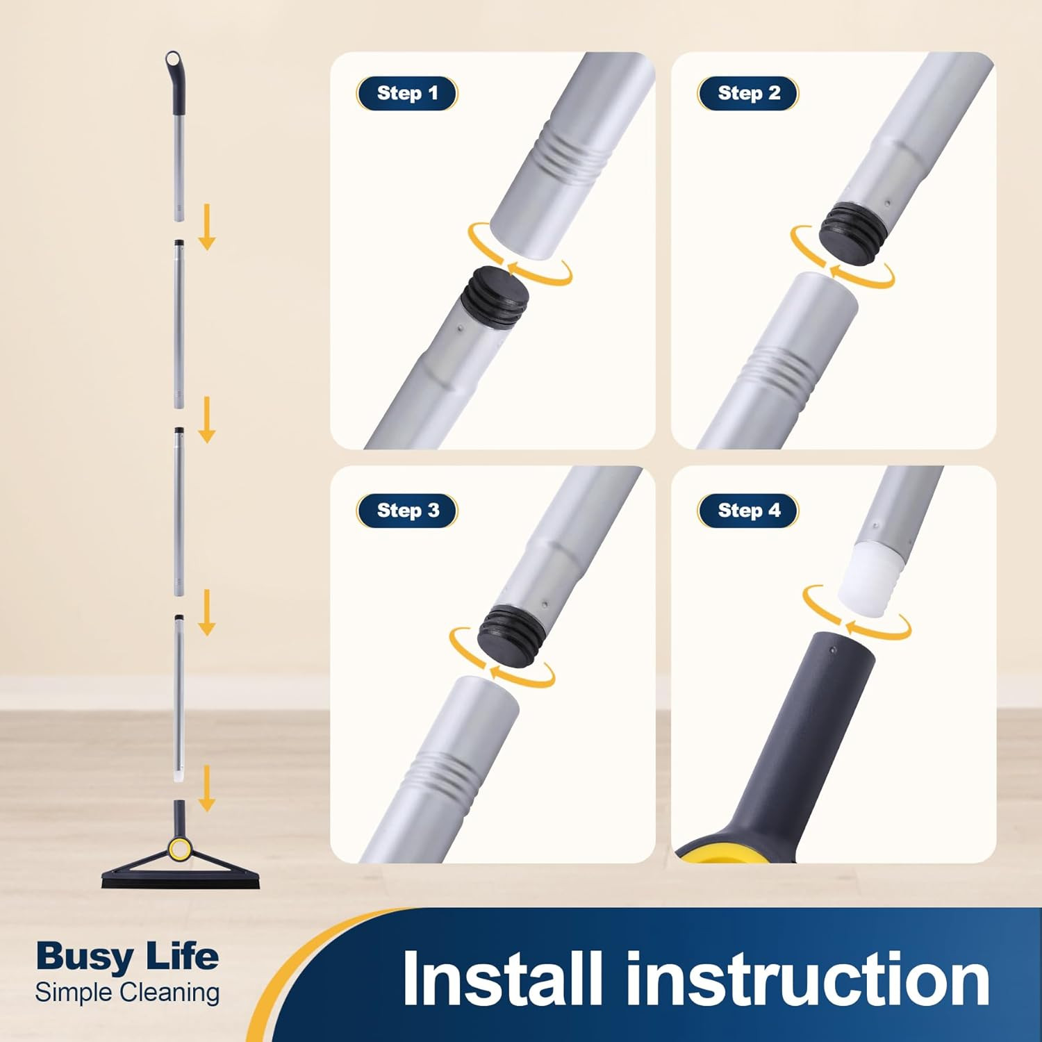 Floor Squeegee TPR Rubber Blade Scrubber Squeegee Adjustable for Bathroom Shower