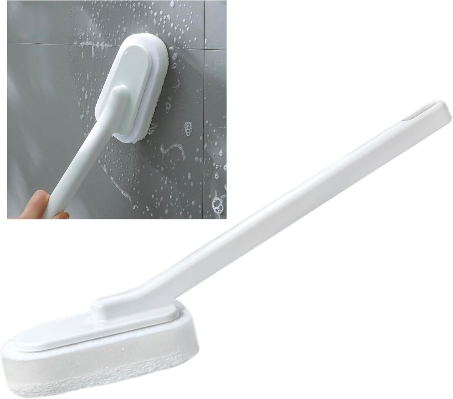 Extended Handle Sponge Scrubber with Integrated Scouring Pads: Ultimate Kitchen,