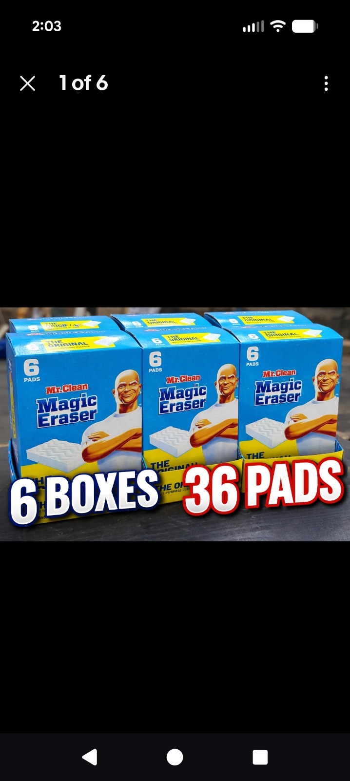 Mr. Clean Magic Eraser Original 6 Boxes (36 Pads Total) Multi-Purpose Cleaner