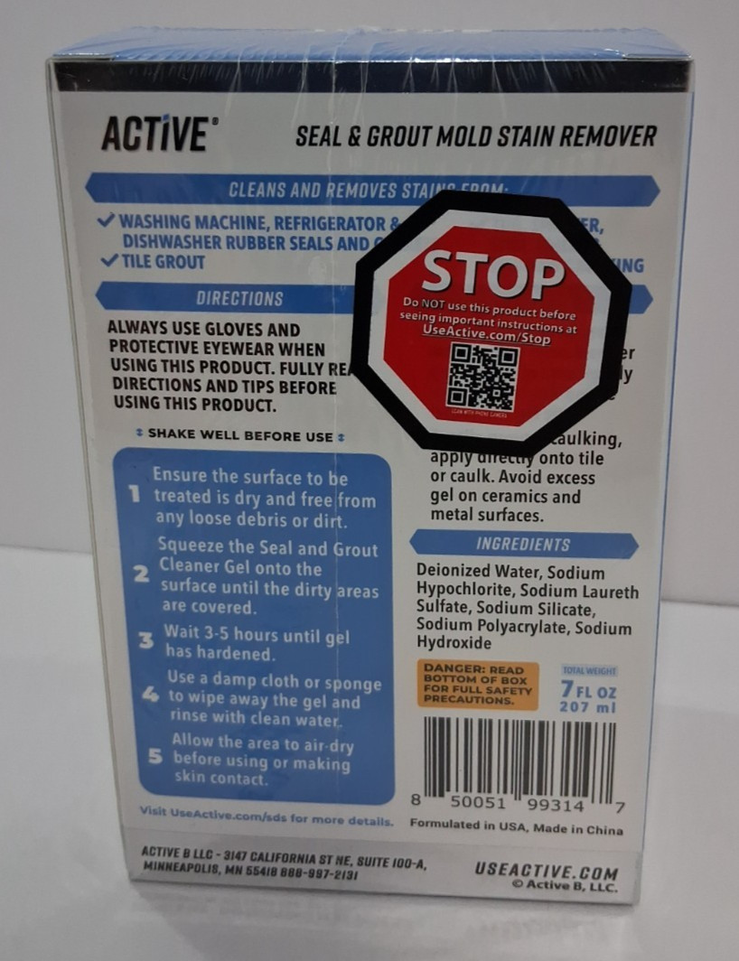 Active Seal & Grout Mold Stain Remover, 7 fl oz New Factory Sealed