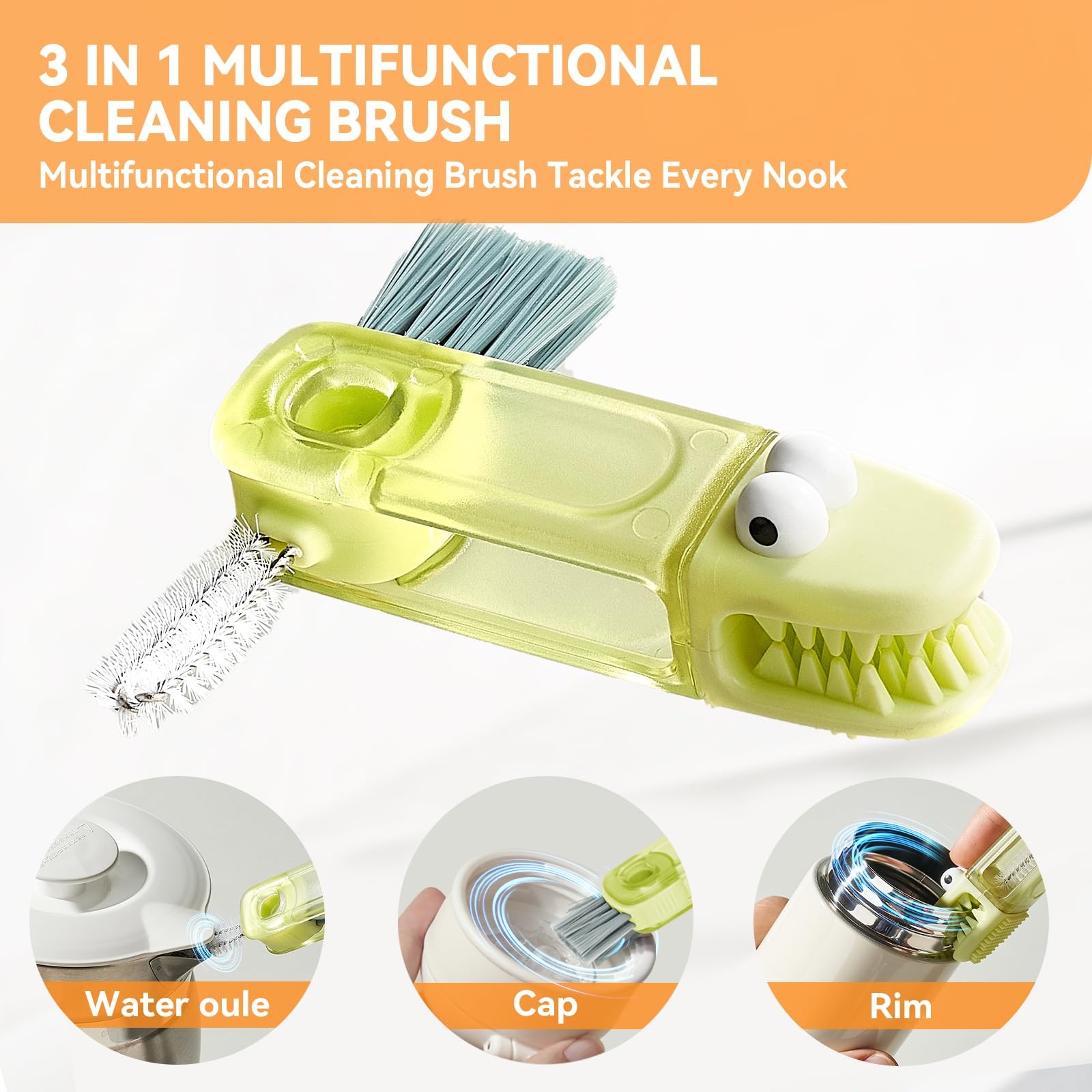 3 in 1 Cup Lid Gap Cleaning Brush Set, Multifunctional Bottle Cleaning Brush,
