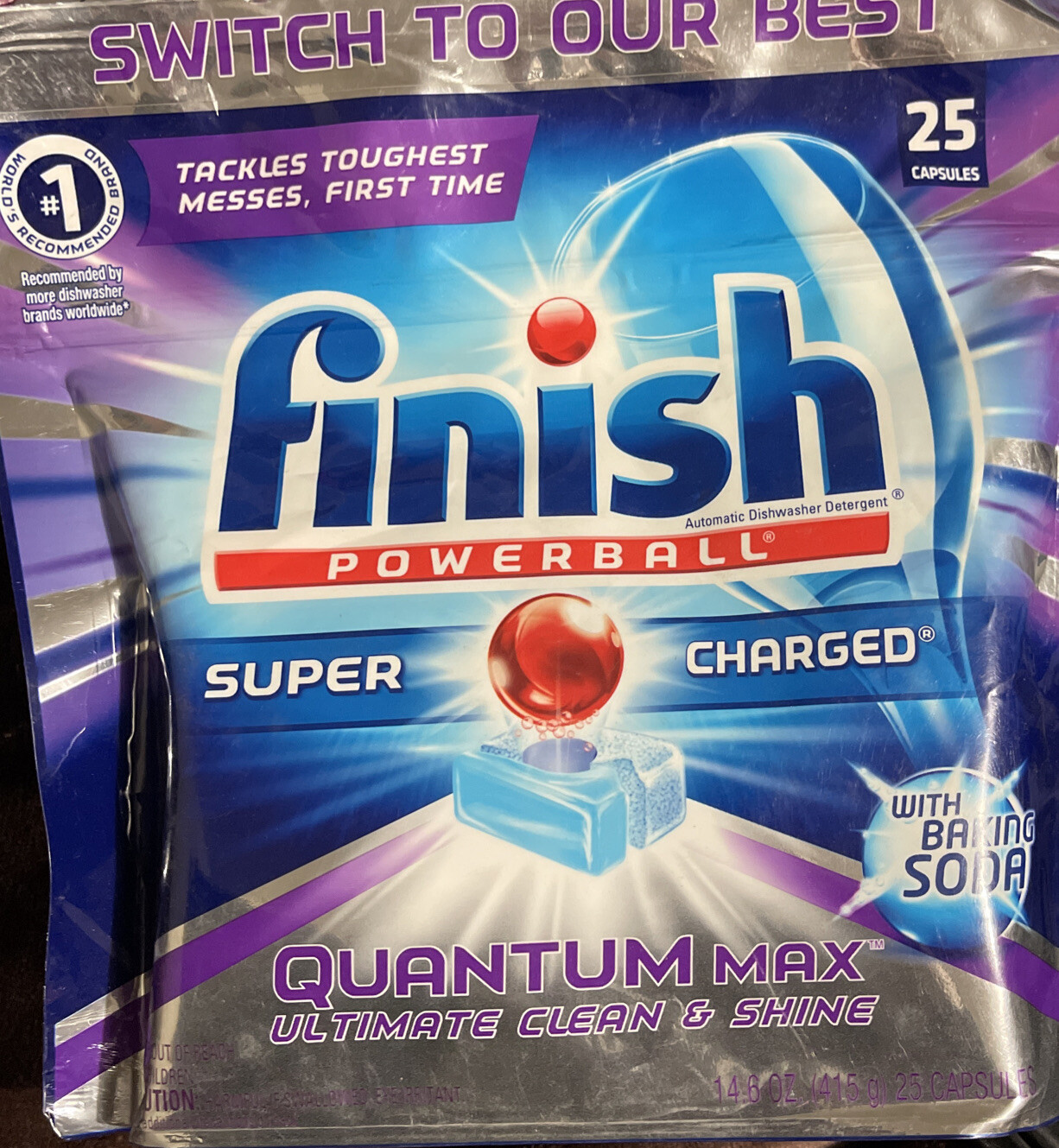 Finish Quantum Powerball, with Baking Soda Dishwash Detergent 25 Capsules