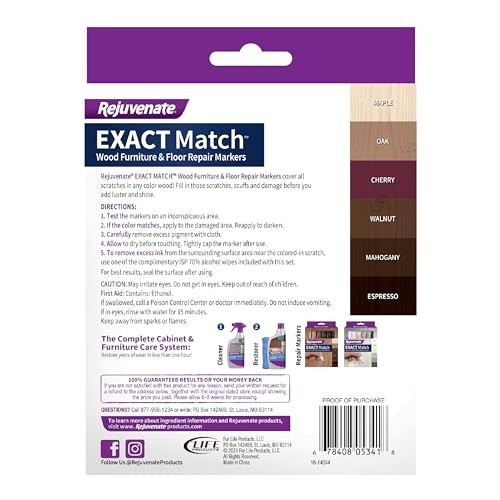 Rejuvenate Exact Match Wood Furniture & Floor Repair Markers, 6 Count, Brown Mar