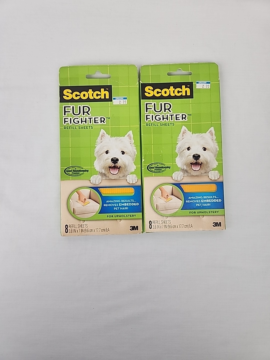 (2)-8 Pack 3M Scotch Fur Fighter Hair Remover Refill Sheets (3.8″ x 7″) Open Box