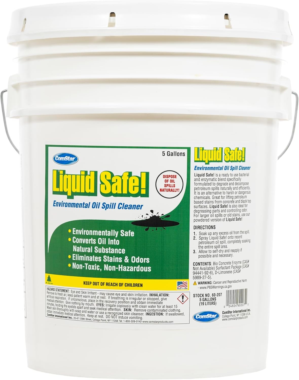 ComStar Liquid Safe 5 Gal Oil Spill Degreaser, Removes Stains & Odors