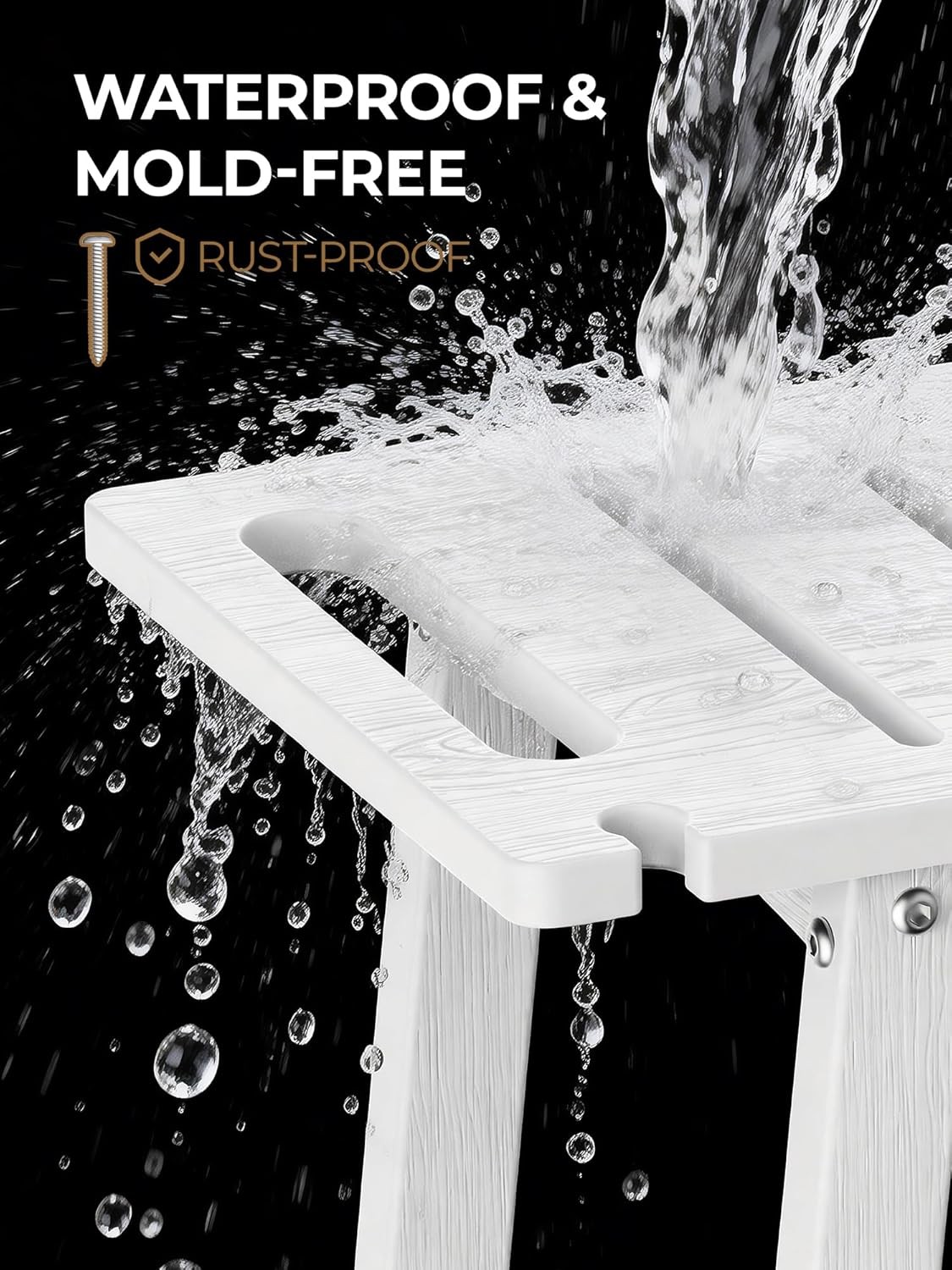 Shower Bench Seat, Non-Slip Shower Benches for Inside Shower to Sit on, HDPE W