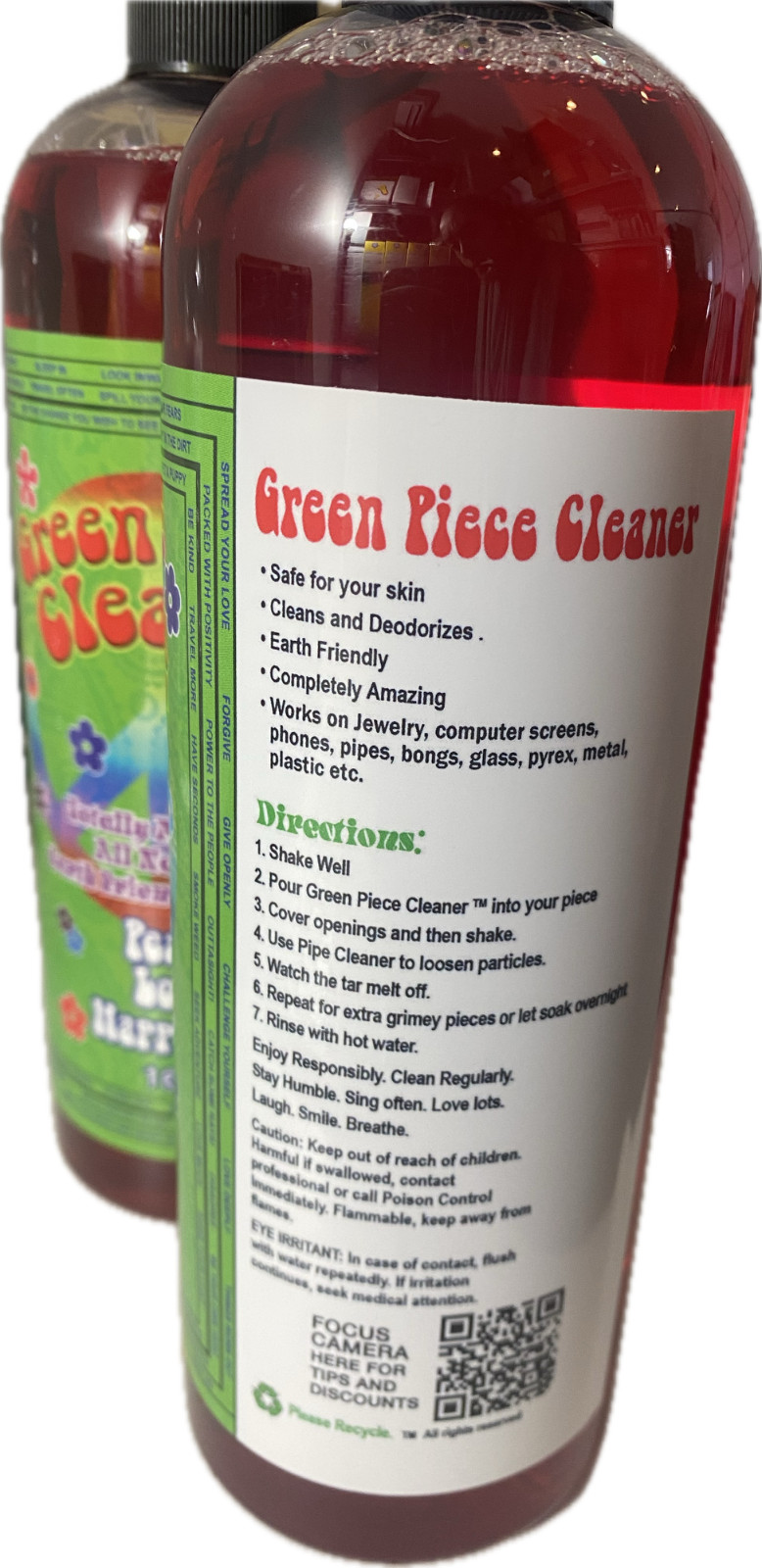 2 Pcs Green Glass Piece Cleaner Natural Earth Friendly Pipe Cleaner 16 oz Each