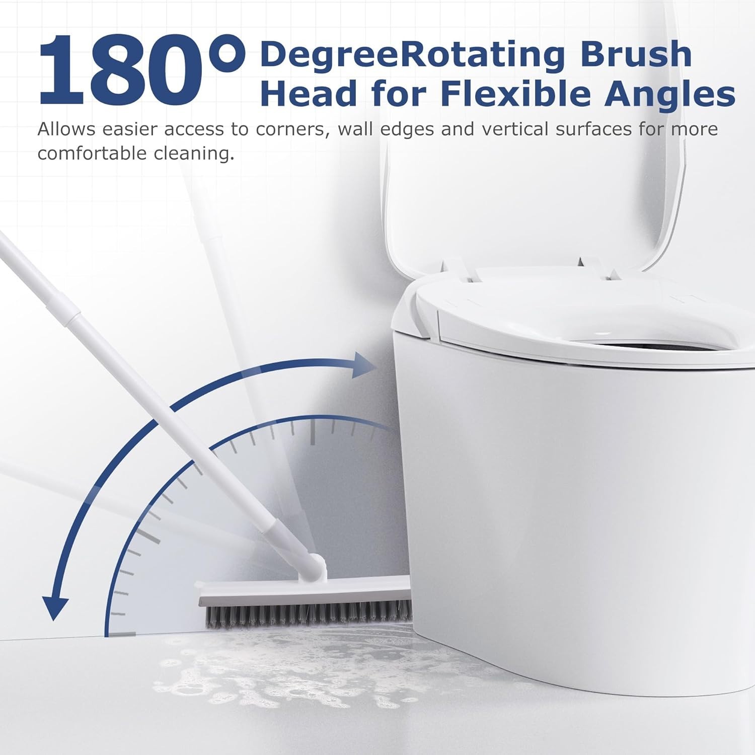 Grout Brush with Long Handle, Floor Cleaning Scrubber with Stiff Bristles for…