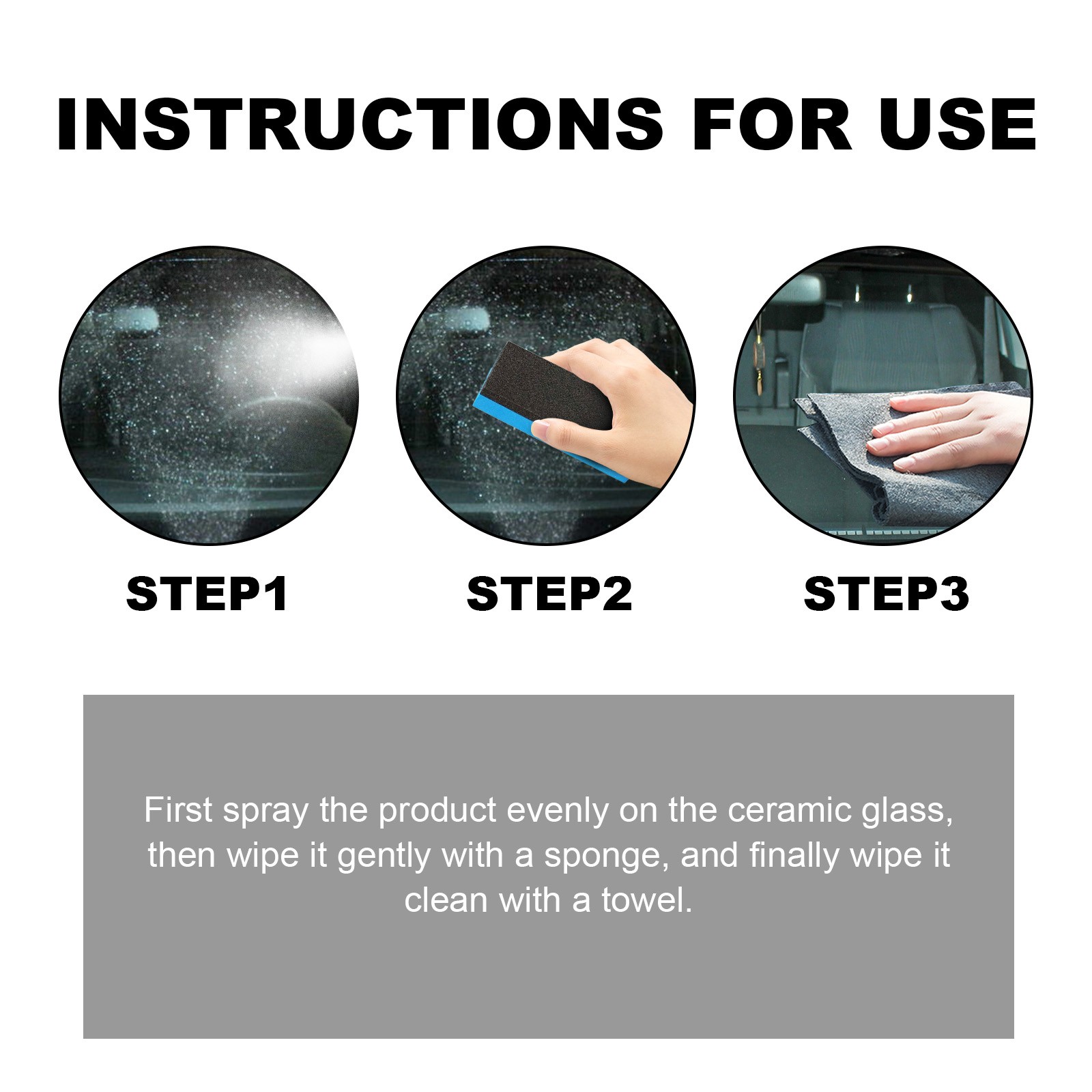 Glass Cleaner Kit Rain Repellent Water Spot Remover Oil Film Bug Wash