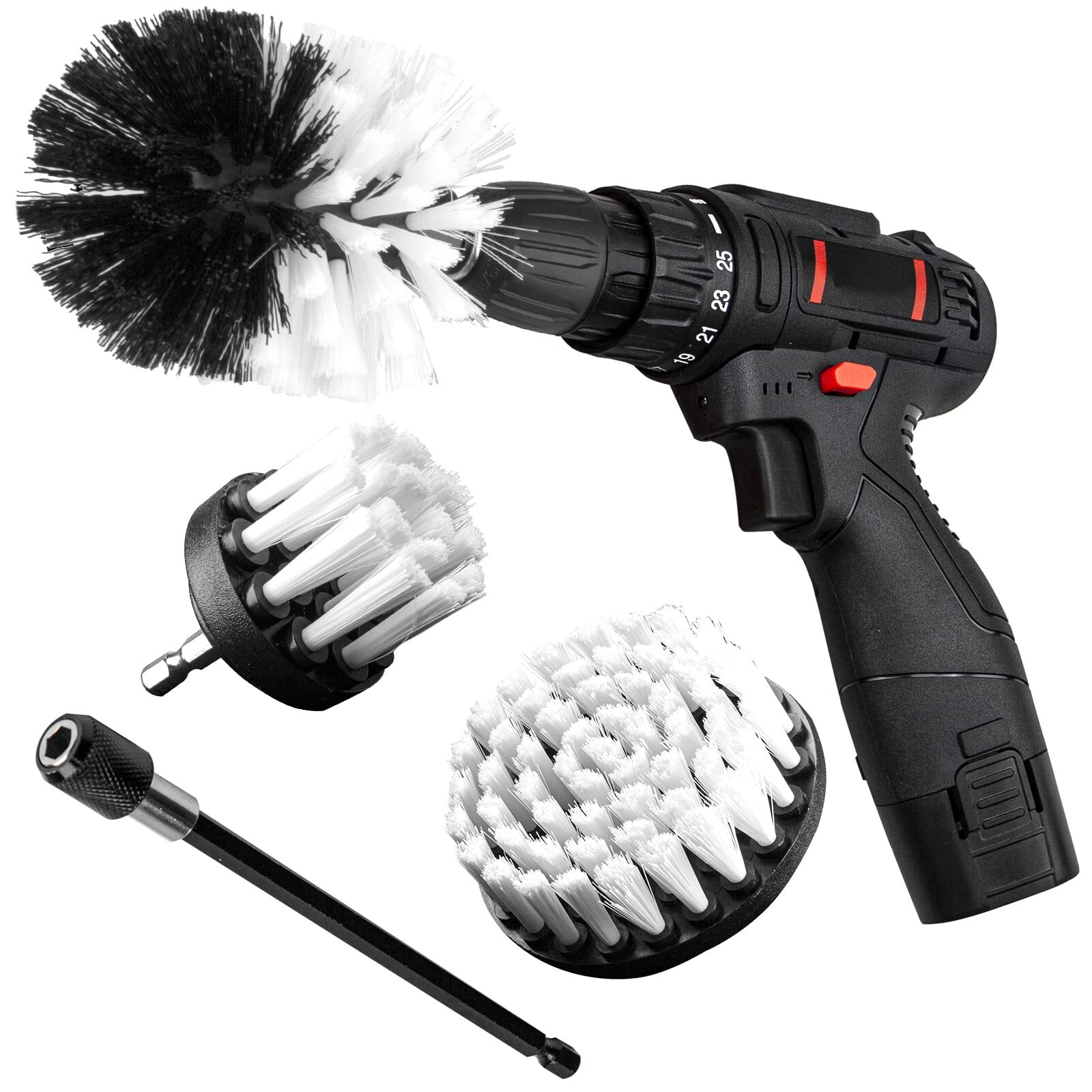 Drill Brush Attachment Kit 3piece Cleaning Set For Bathtubs Showers Tiles Carpet