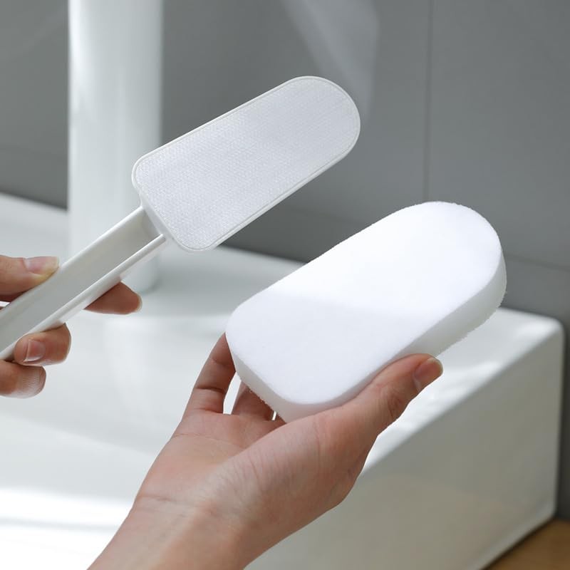 Extended Handle Sponge Scrubber with Integrated Scouring Pads: Ultimate Kitchen,